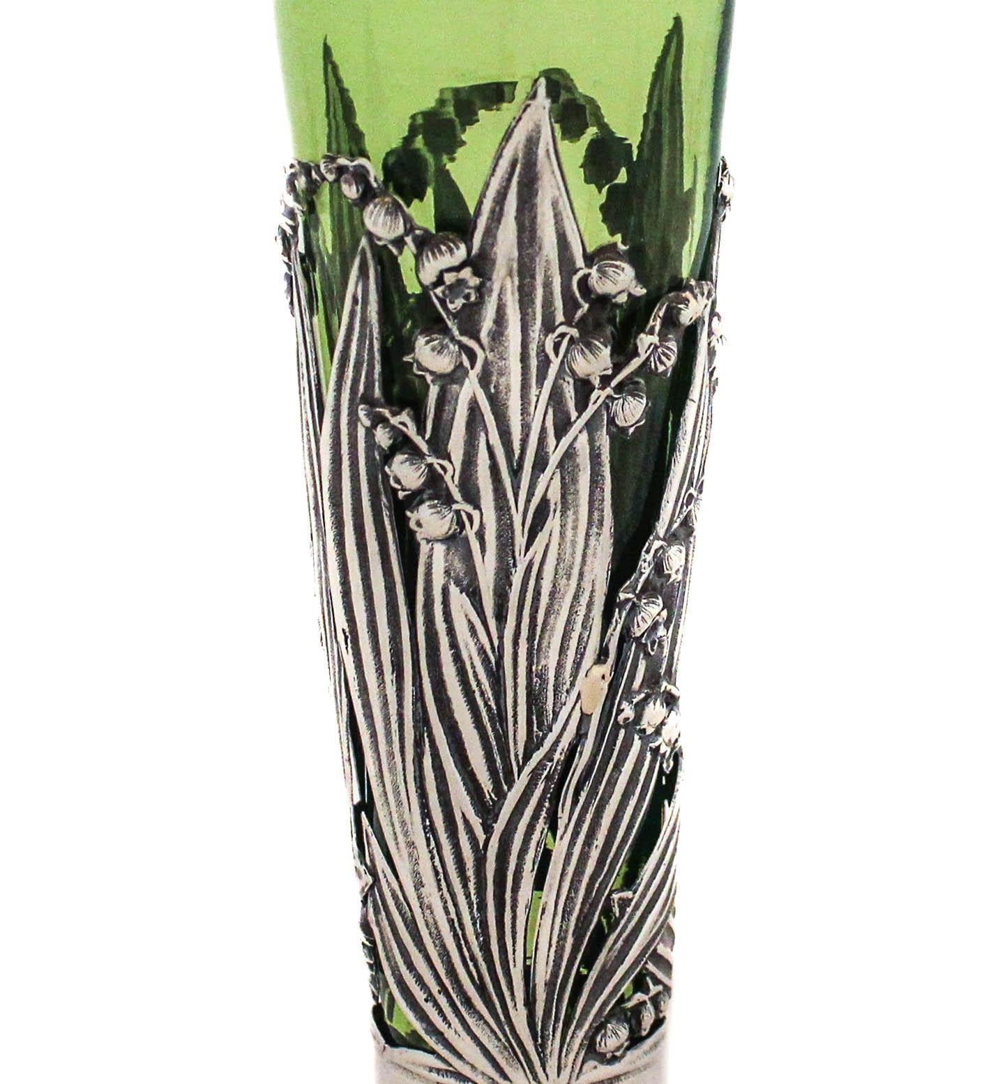 Jugendstil-Vase aus Sterlingsilber (Art nouveau) im Angebot