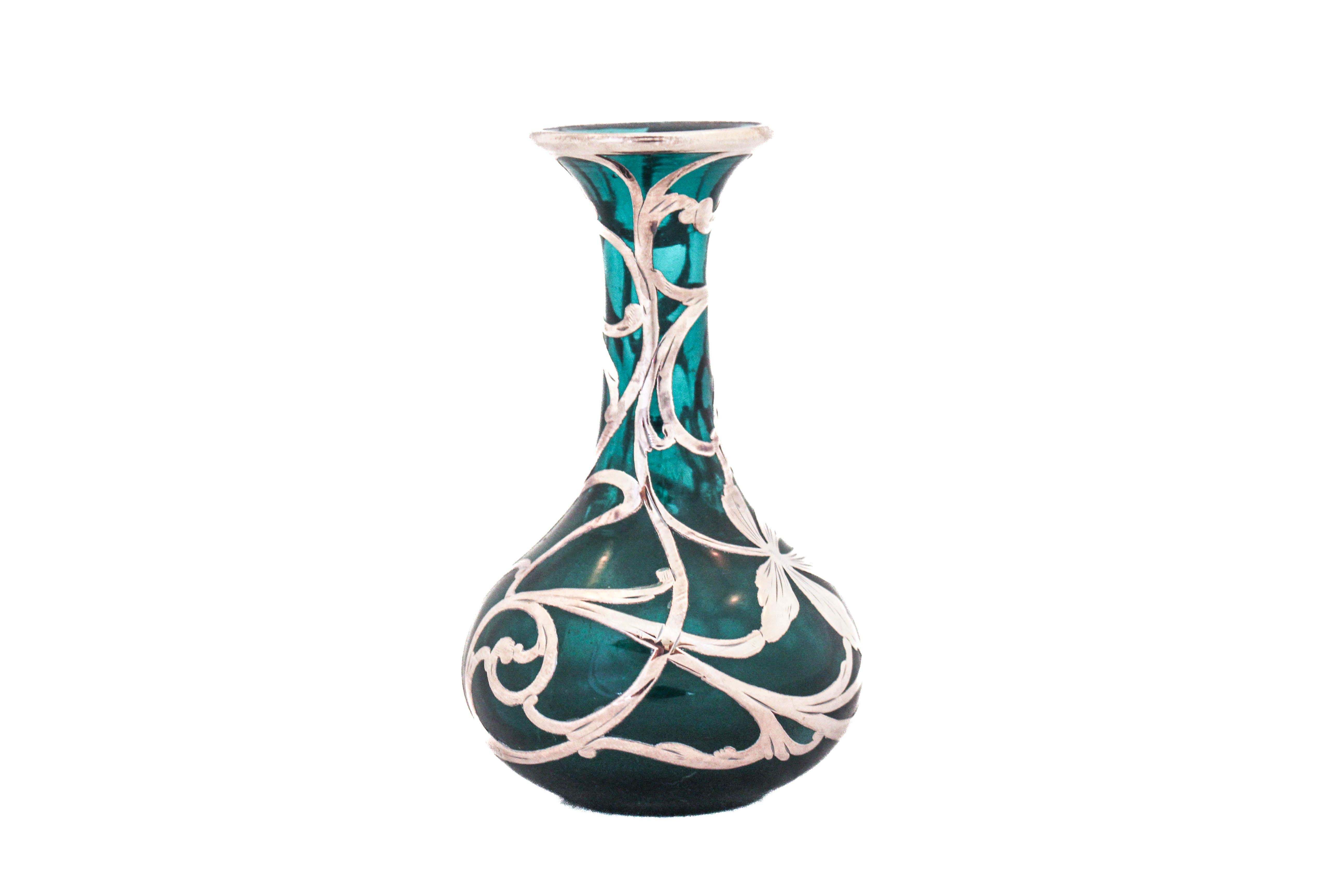 American Sterling Silver Art Nouveau Vase For Sale