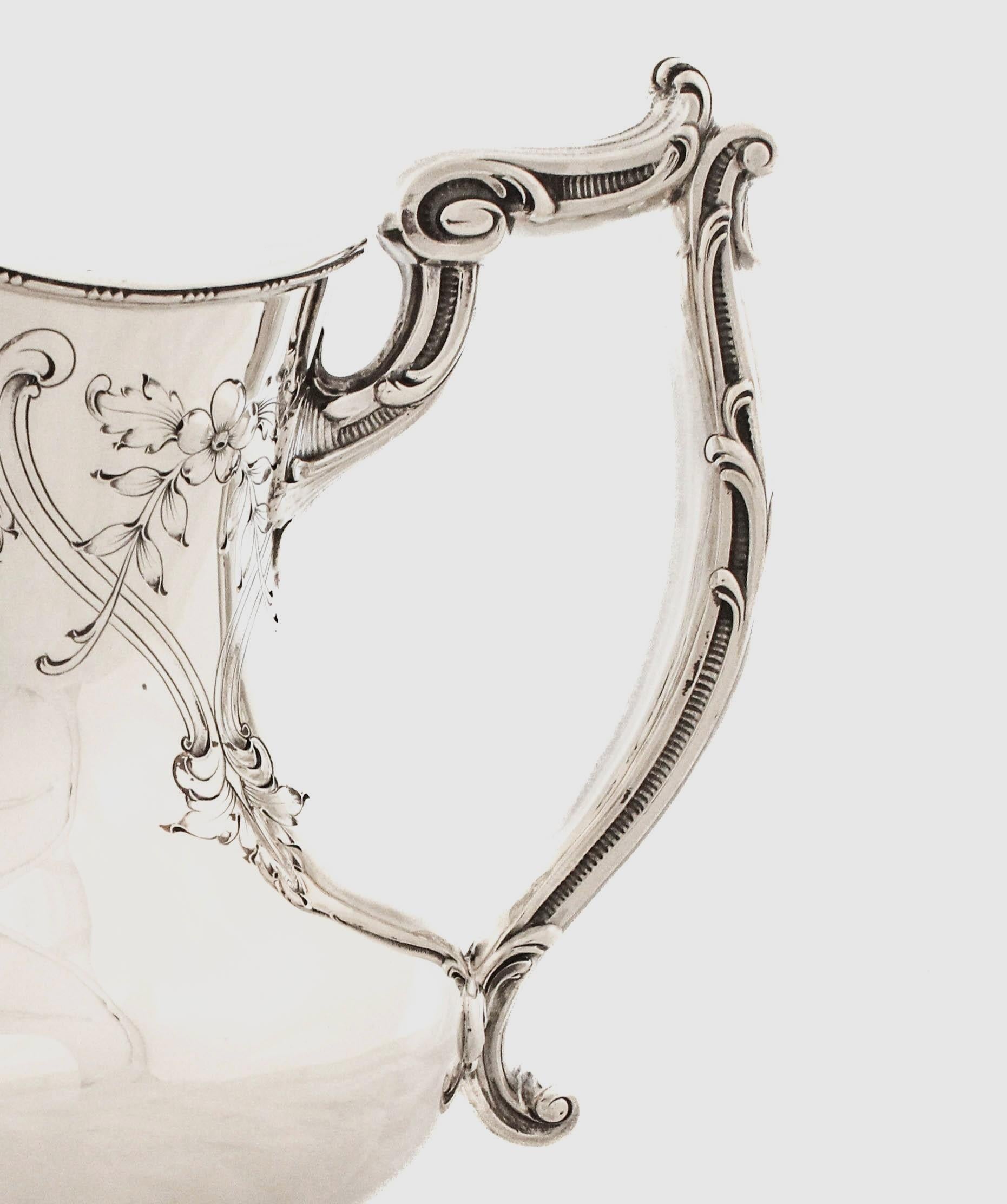 Sterling Silver Art Nouveau Water Pitcher In Excellent Condition For Sale In Brooklyn, NY