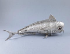 Sterling silver articulated fish Spice box Besamim Judaica