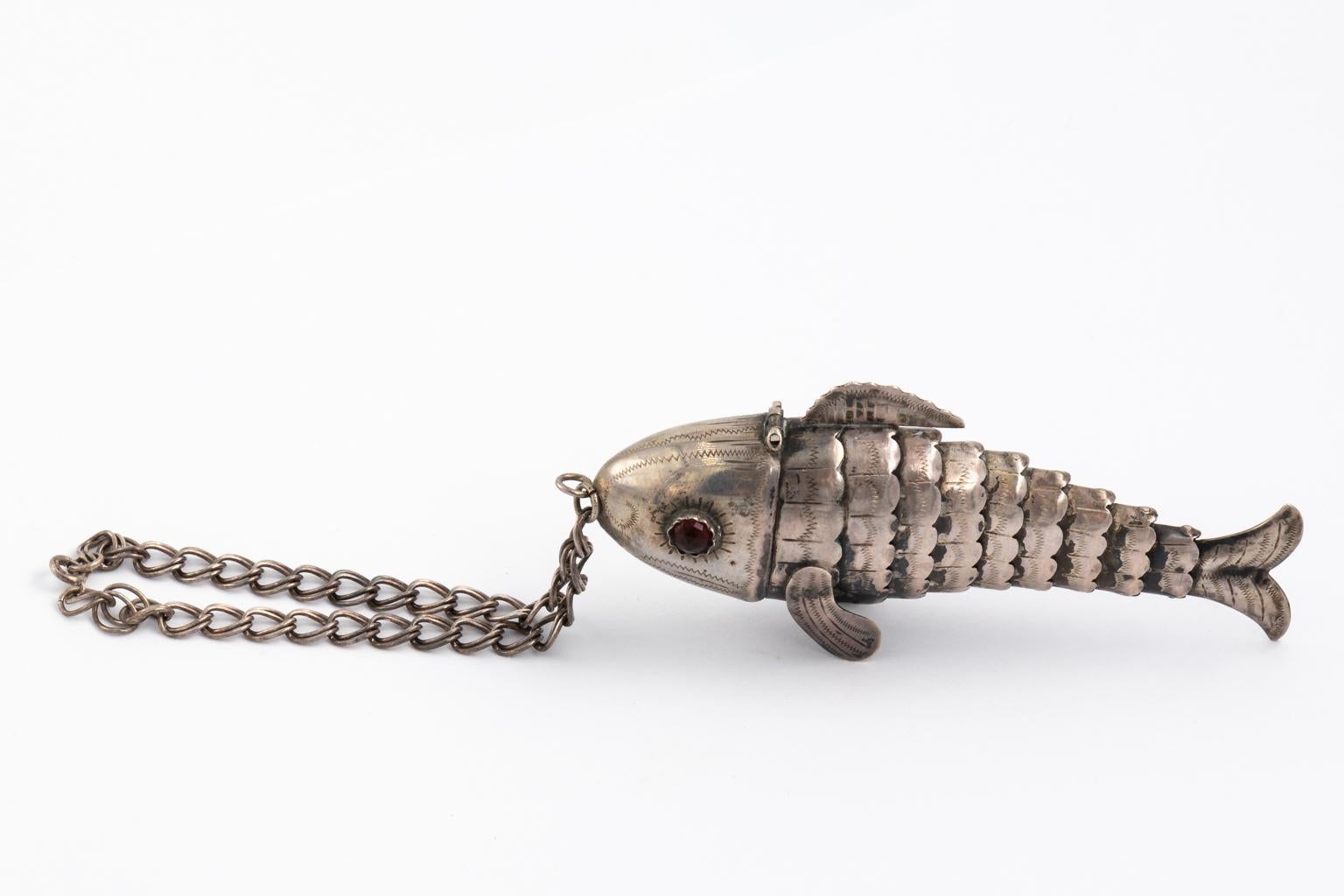 Sterling Silver Articulated Fish Spice Box 2