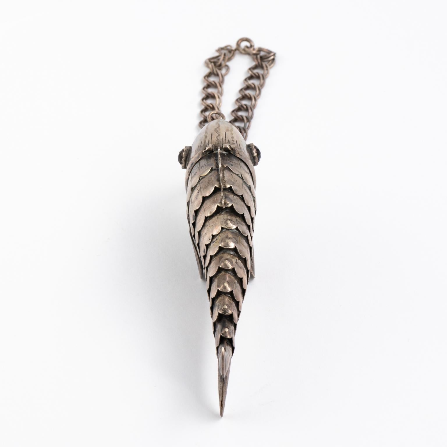 Sterling Silver Articulated Fish Spice Box 5