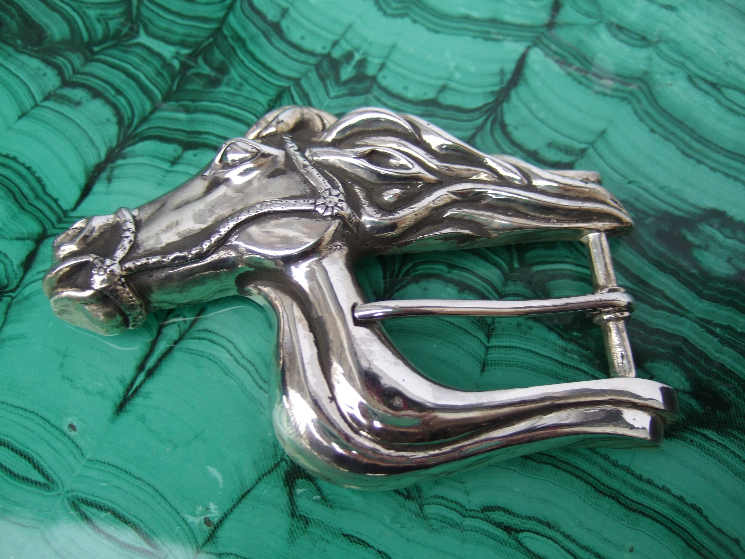 Sterling Silver Artisan Equine Uni-sex Belt Buckle c 1990s For Sale 1