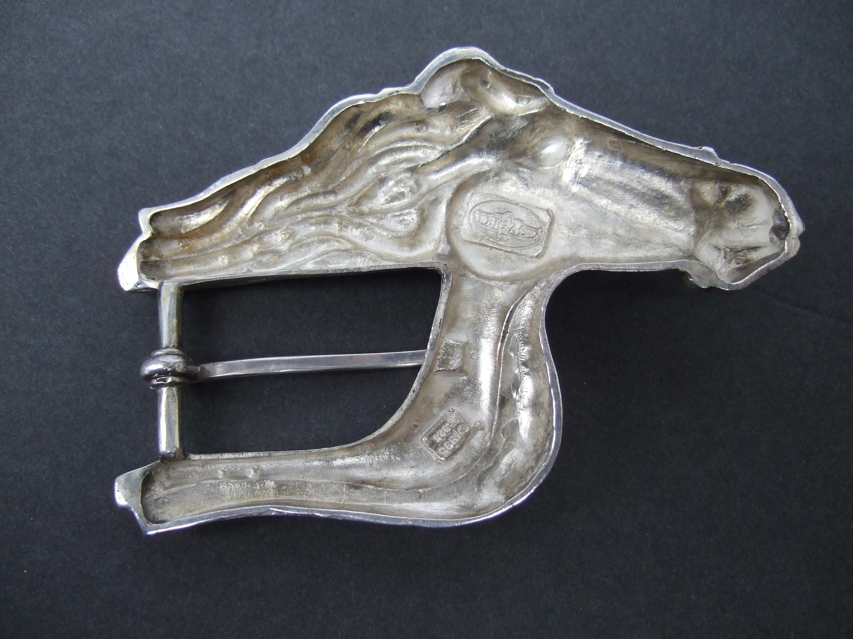 Sterling Silver Artisan Equine Uni-sex Belt Buckle c 1990s For Sale 5