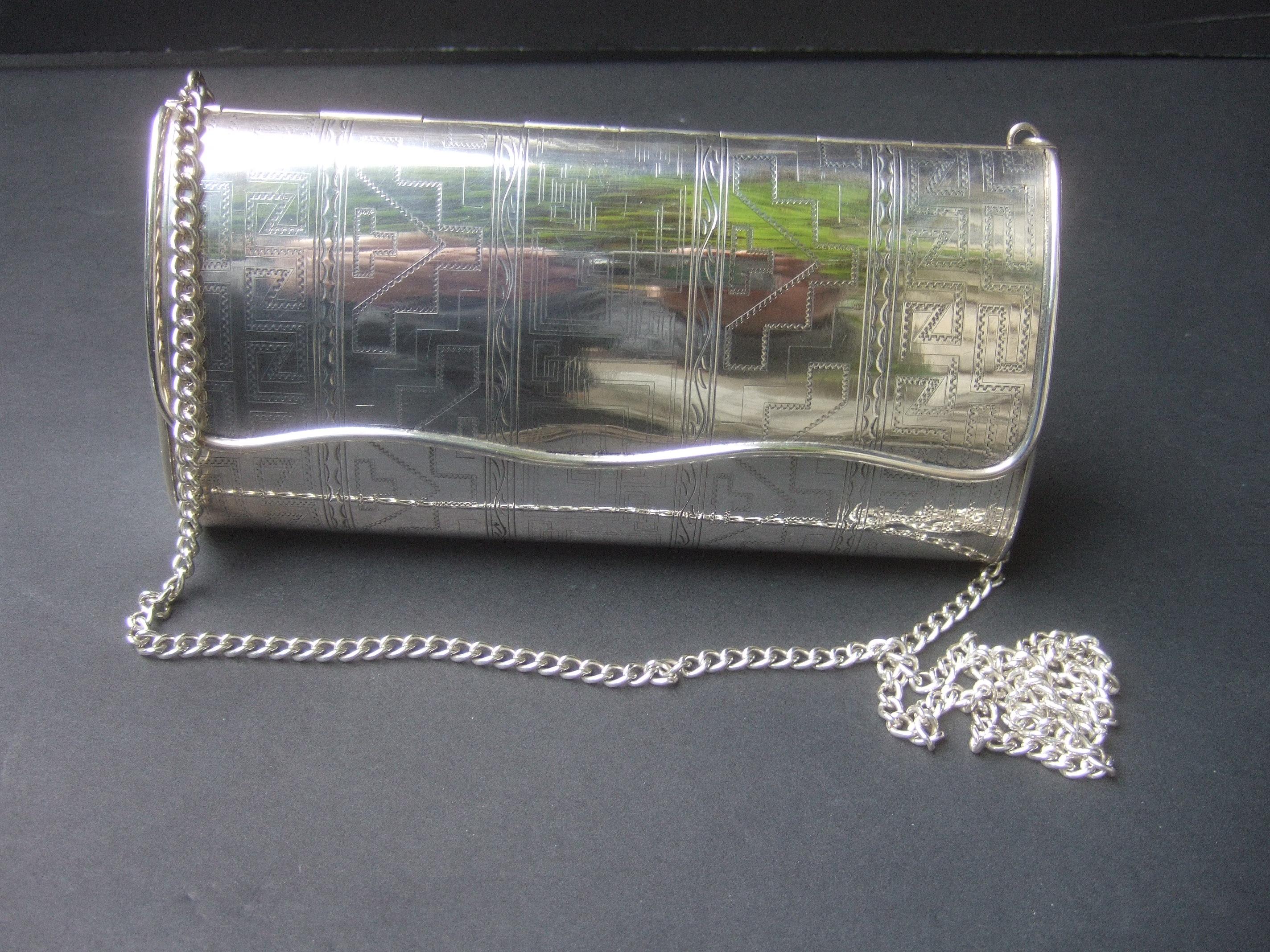 Sterling Silver Artisan Minaudière Evening Bag c 1970s 1