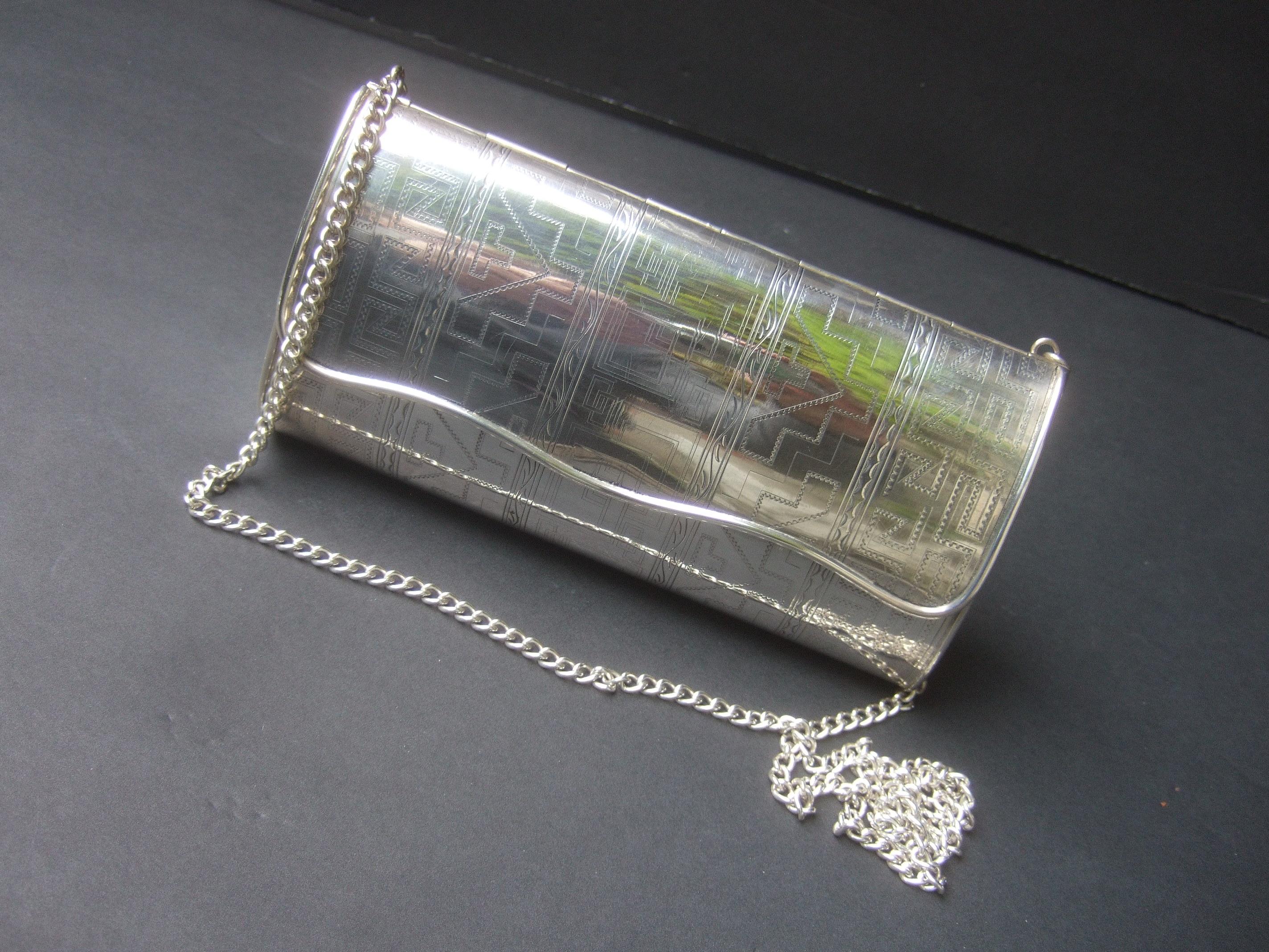 Sterling Silver Artisan Minaudière Evening Bag c 1970s 3