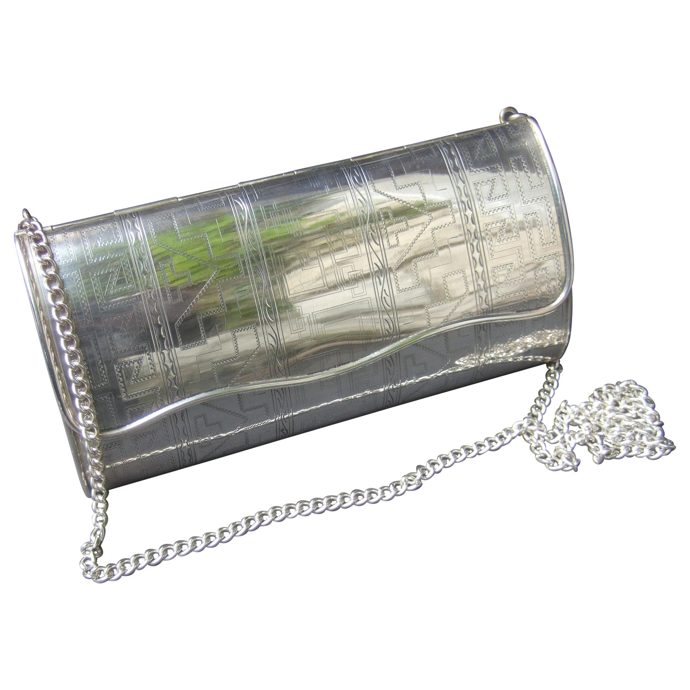 Sterling Silver Artisan Minaudière Evening Bag c 1970s