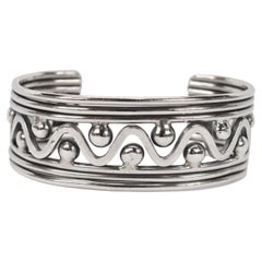 Sterling Silver Artisan Primitive Style Cuff Bracelet