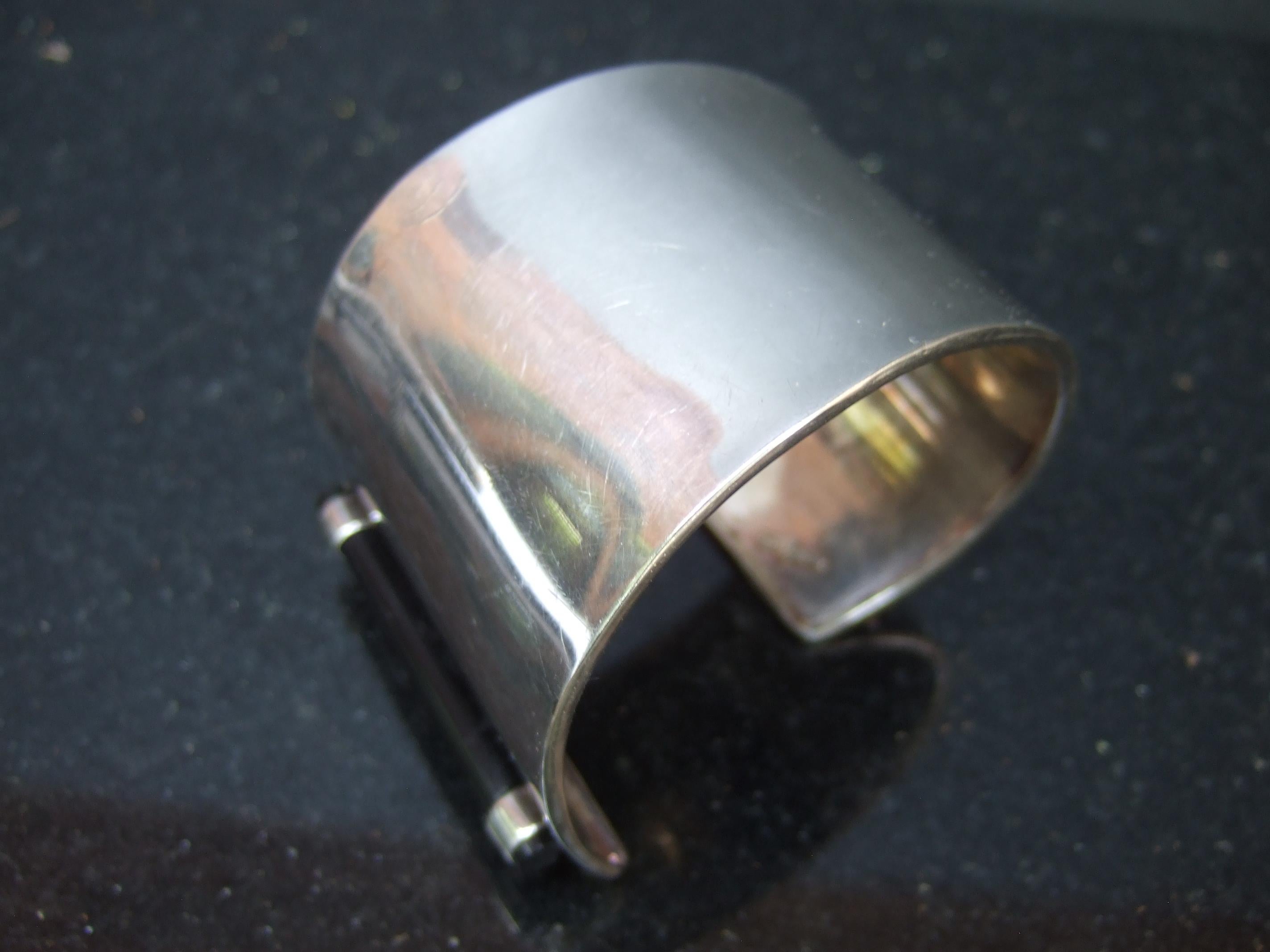 Sterling Silver Severe Wide Handmade Artisan Cuff Band c 1980s For Sale 1
