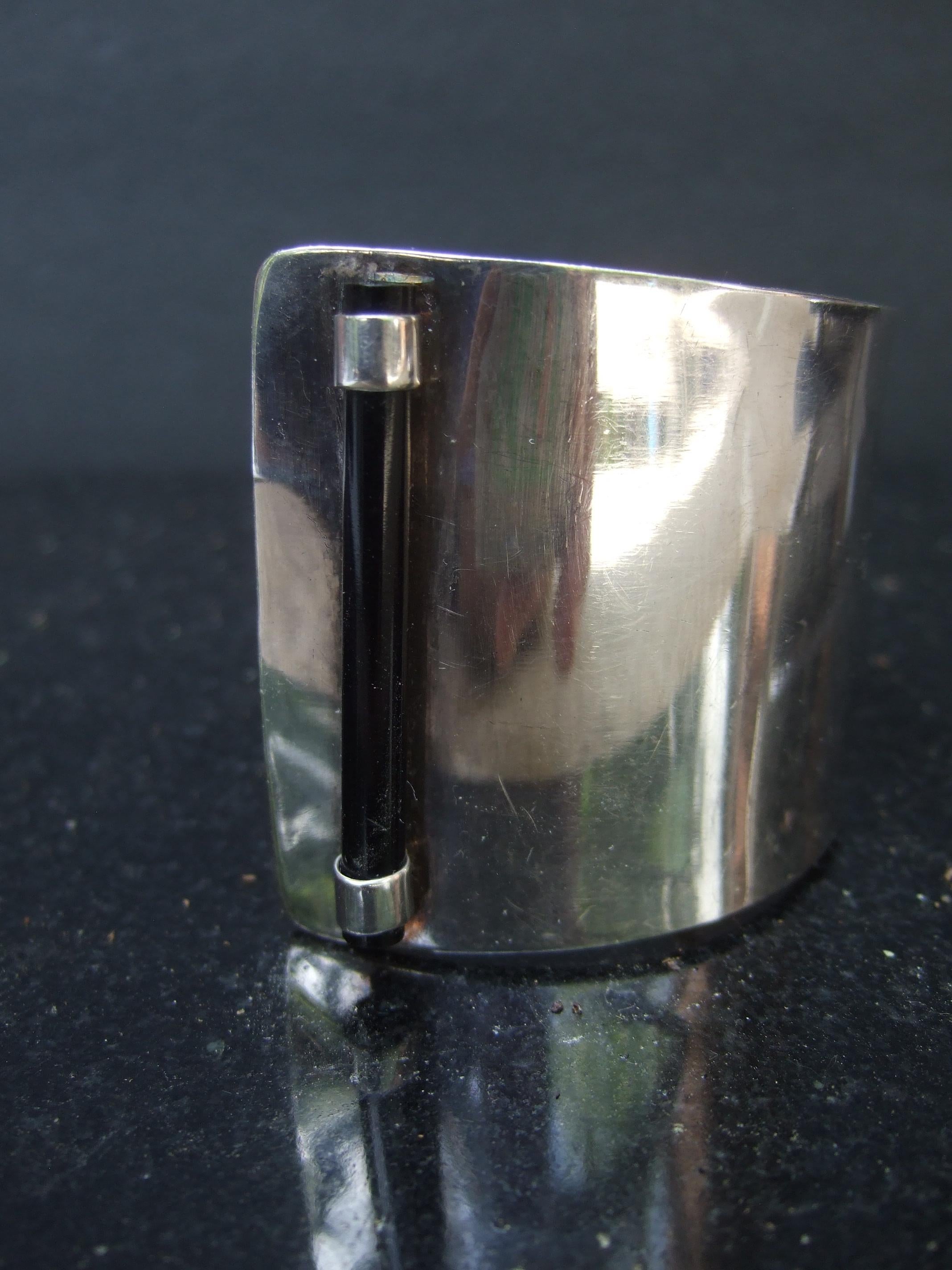 Sterling Silver Severe Wide Handmade Artisan Cuff Band c 1980s For Sale 3