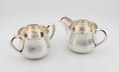 Sterling Silber Arts and Crafts Zuckerdose und Milchkännchen, 1930er Jahre