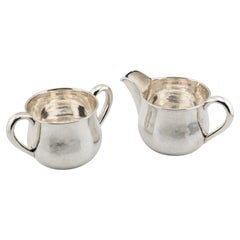 Sterling Silber Arts and Crafts Zuckerdose und Milchkännchen, 1930er Jahre