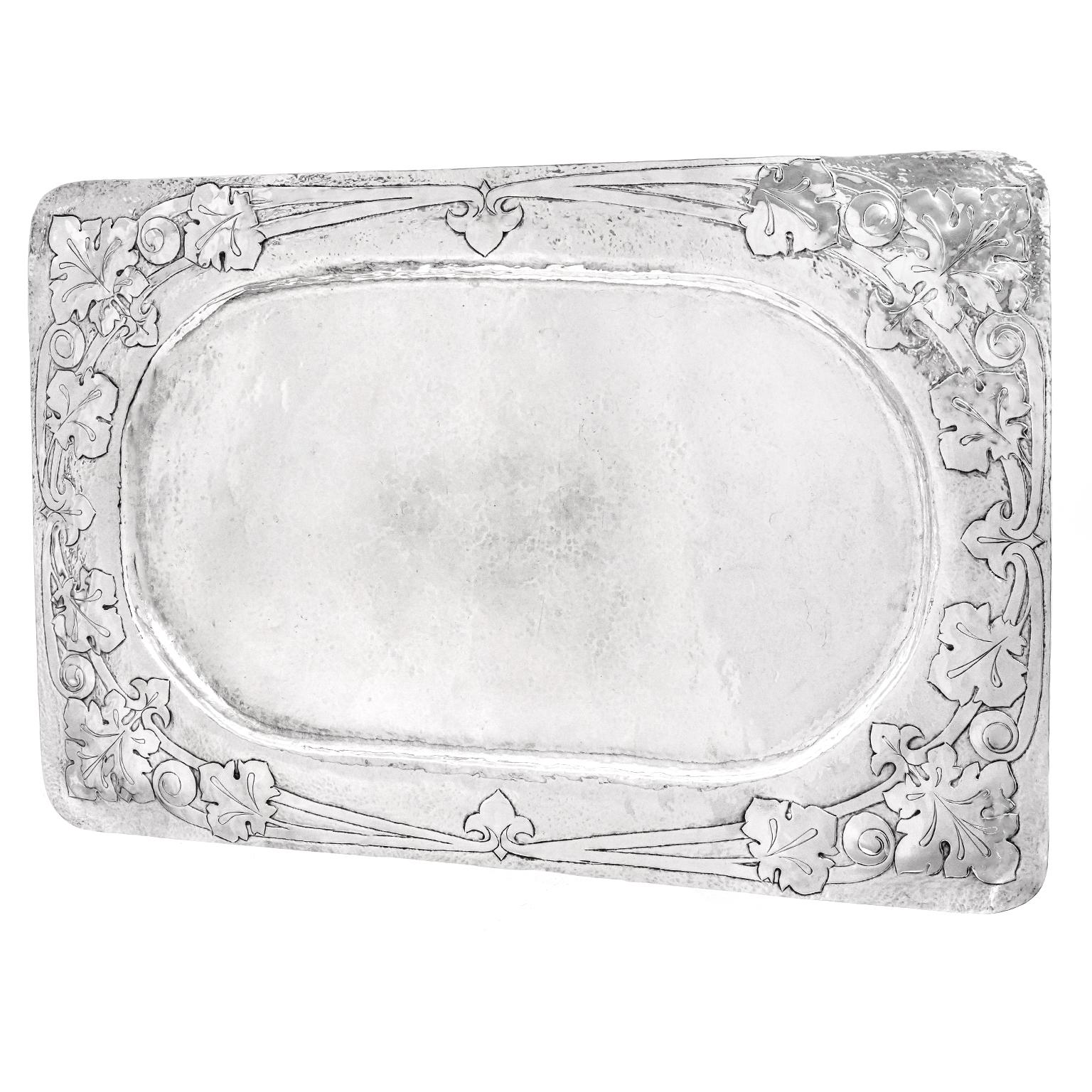 American Sterling Silver Arts and Crafts Tray For Sale