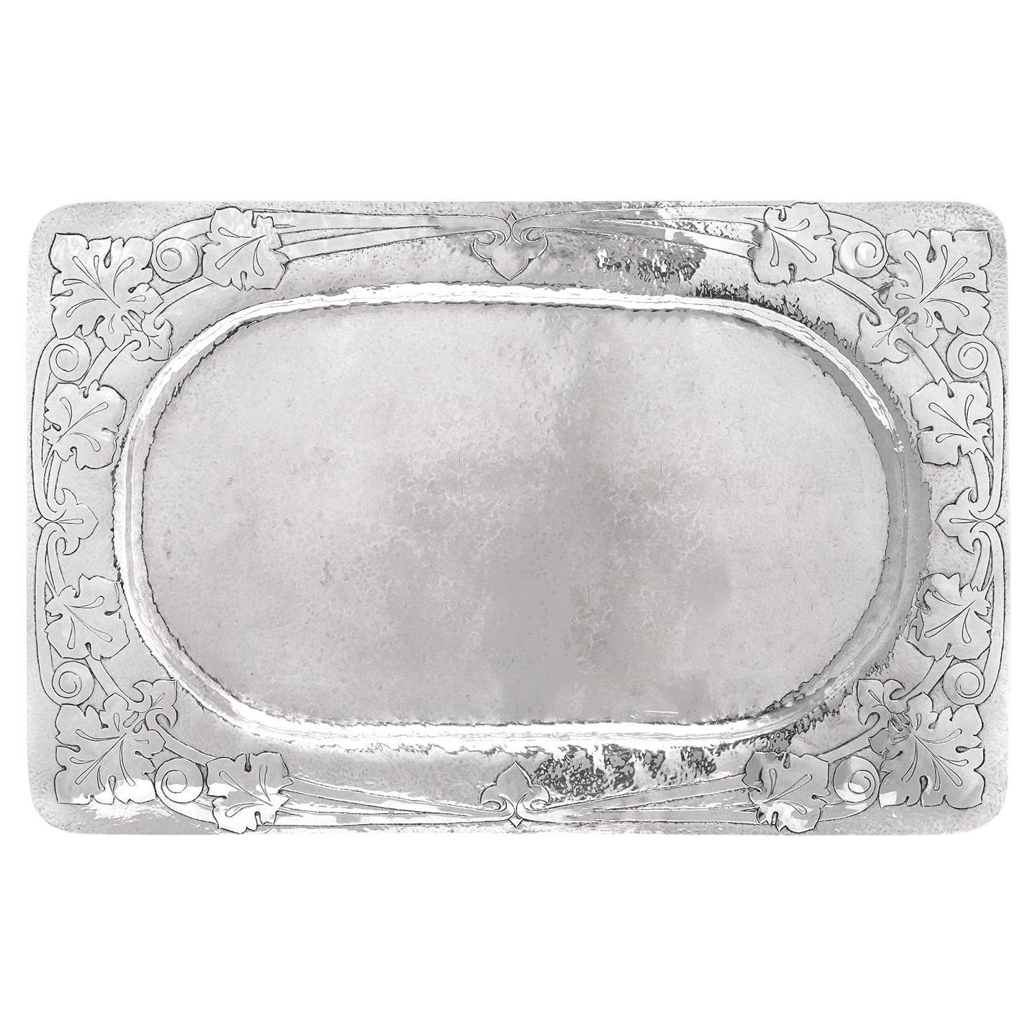 Sterling Silver Arts and Crafts Tray For Sale