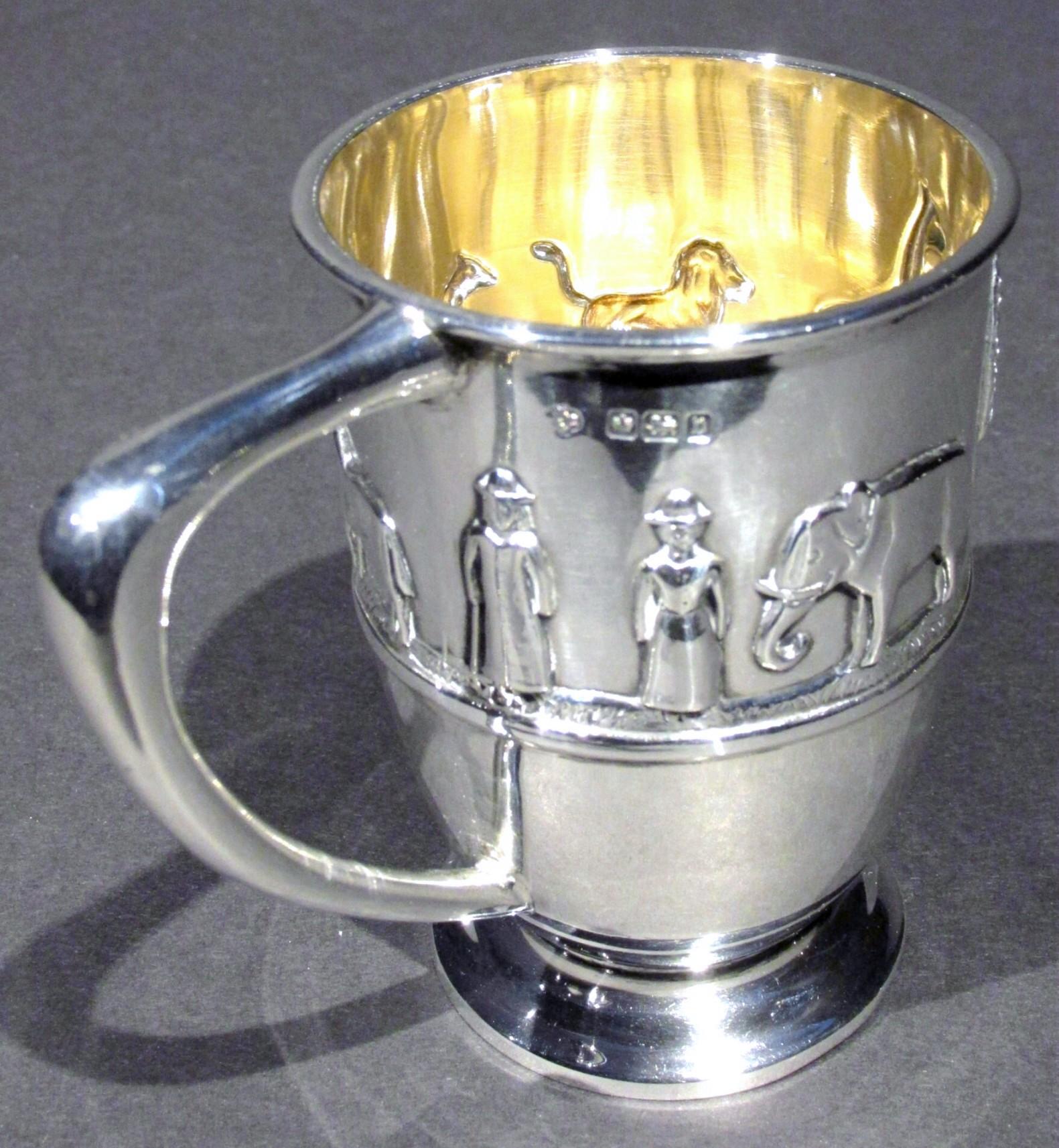 Arts and Crafts British Arts & Crafts Sterling Silver 'Noah’s Ark' Christening Mug, Dated 1896