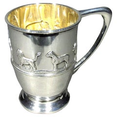 British Arts & Crafts Sterling Silver 'Noah’s Ark' Christening Mug, Dated 1896