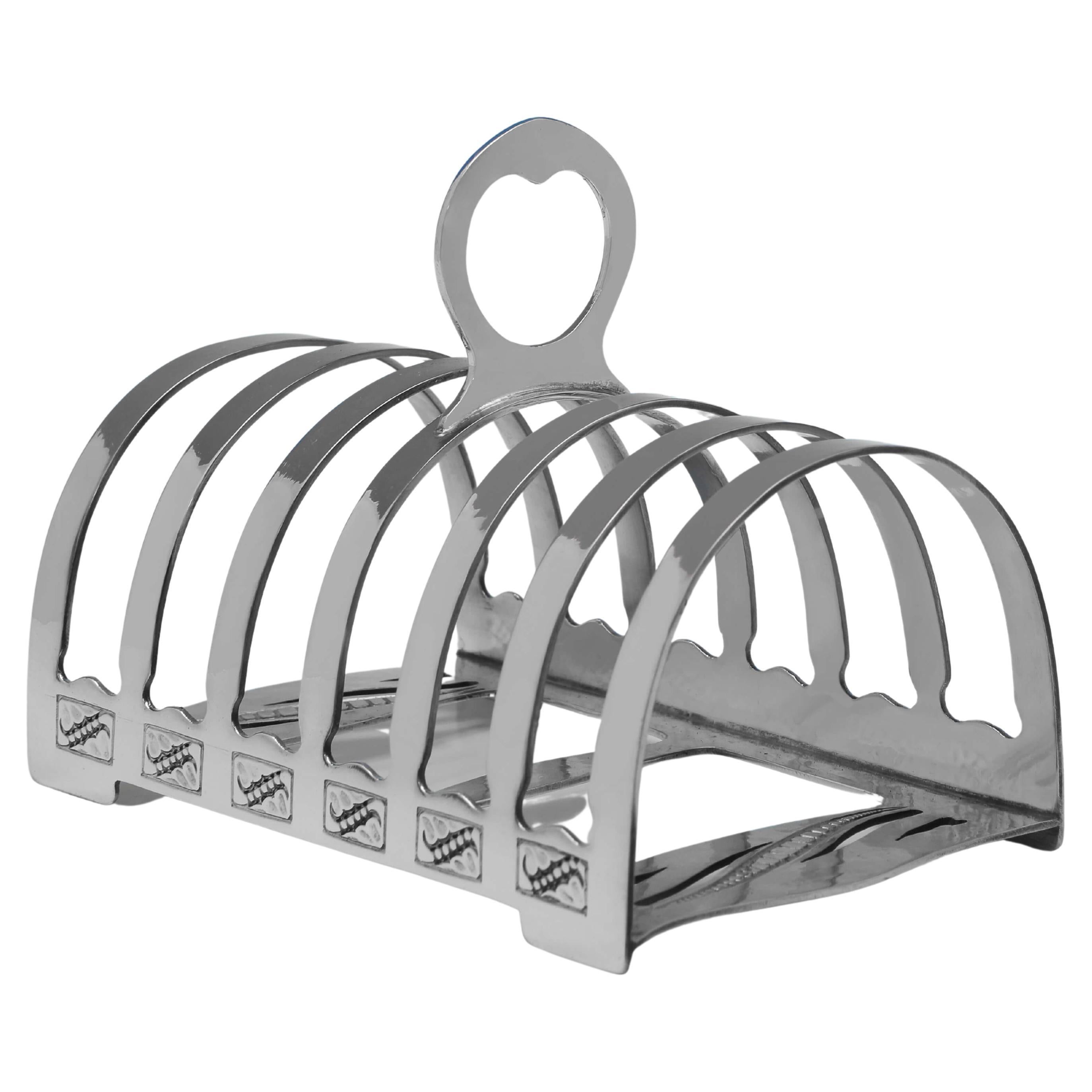 Liberty Sterling Silver Toast Rack, Arts & Crafts, Bernard Cuzner 1933