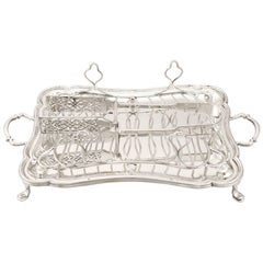 Plat à asperges en argent sterling:: Antique George V