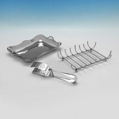 Sterling Silver Asparagus Dish & Tongs by Mappin & Webb, Sheffield 1924 & 1926