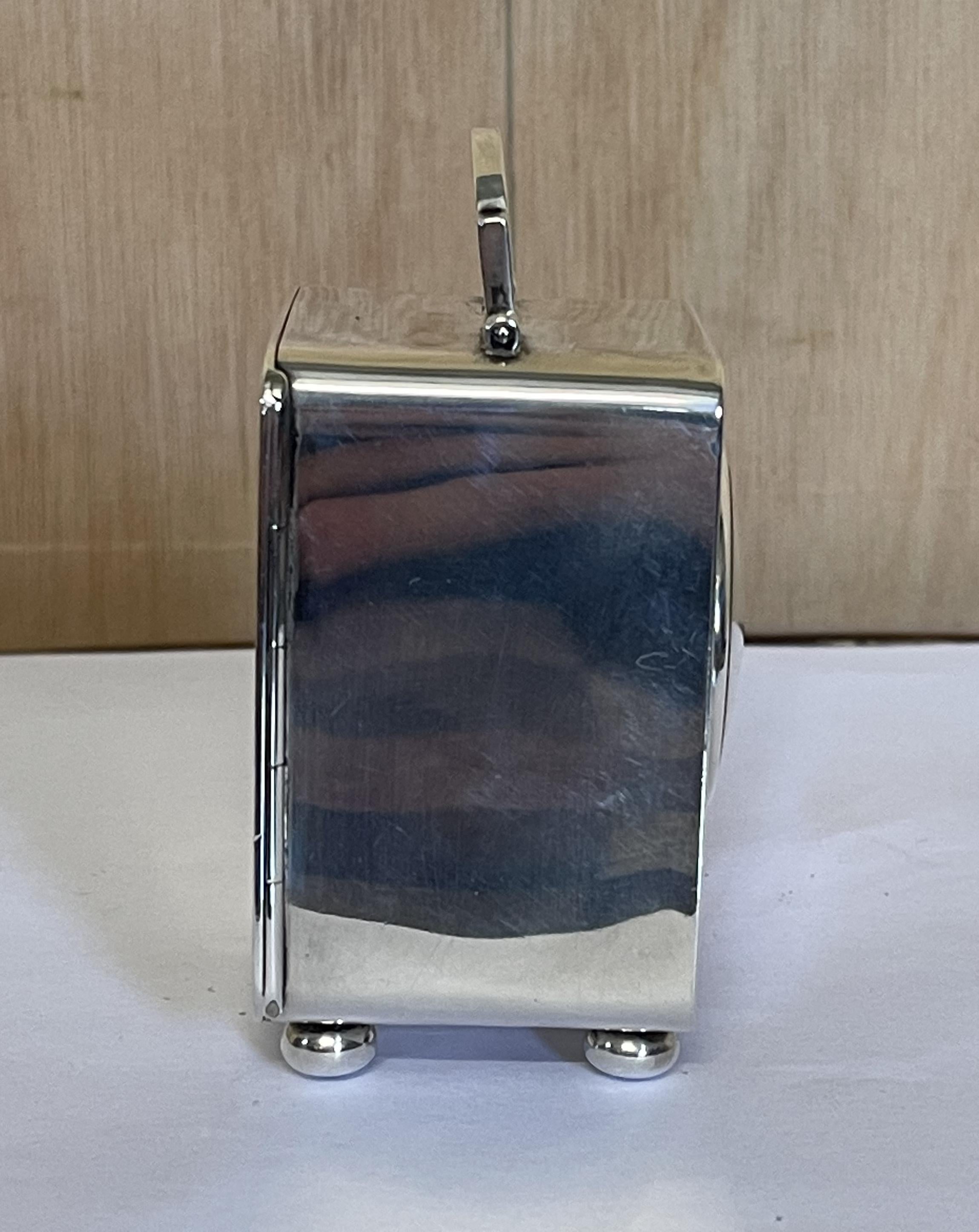 Sterling Silver Asprey & Co London 1913 Miniature Carriage Clock Original Case For Sale 7