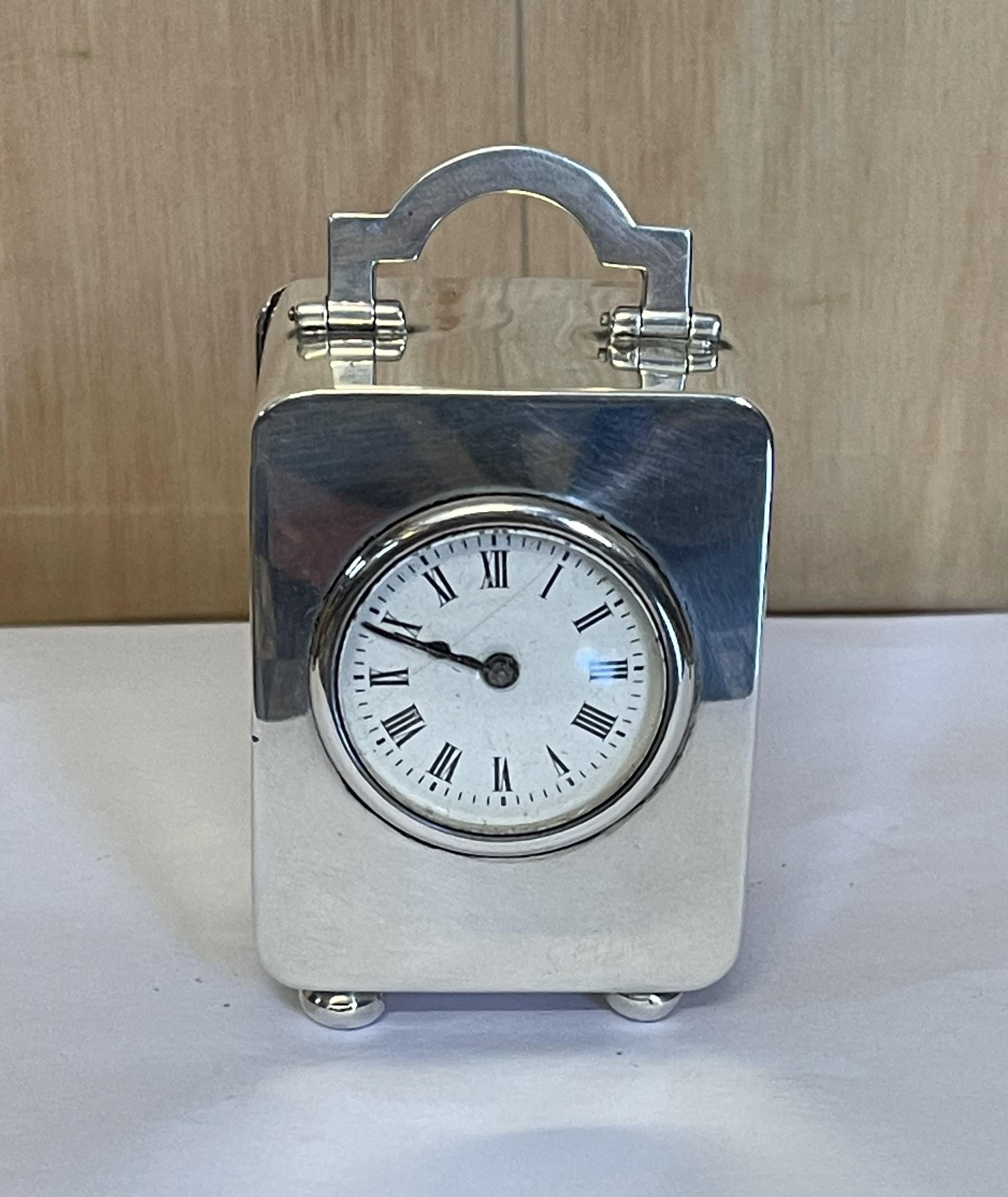 Sterling Silver Asprey & Co London 1913 Miniature Carriage Clock Original Case For Sale 5