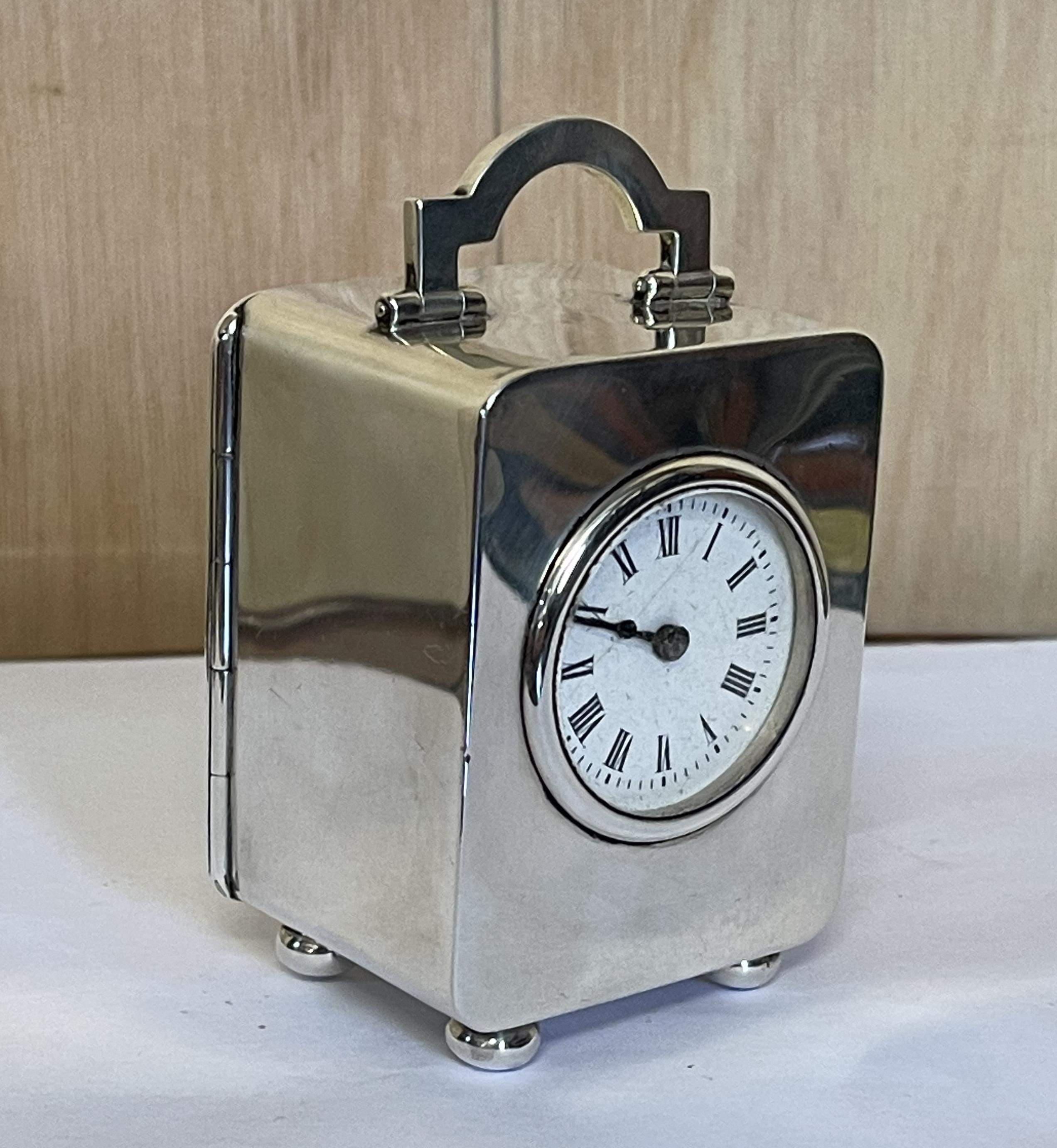 Sterling Silver Asprey & Co London 1913 Miniature Carriage Clock Original Case For Sale 10