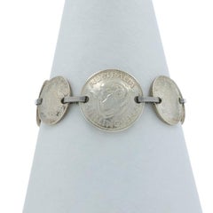 Sterling Silver Australian Vintage Coin Link Bracelet - 925 Currency