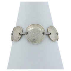 Sterling Silver Australian Vintage Coin Link Bracelet - 925 Currency