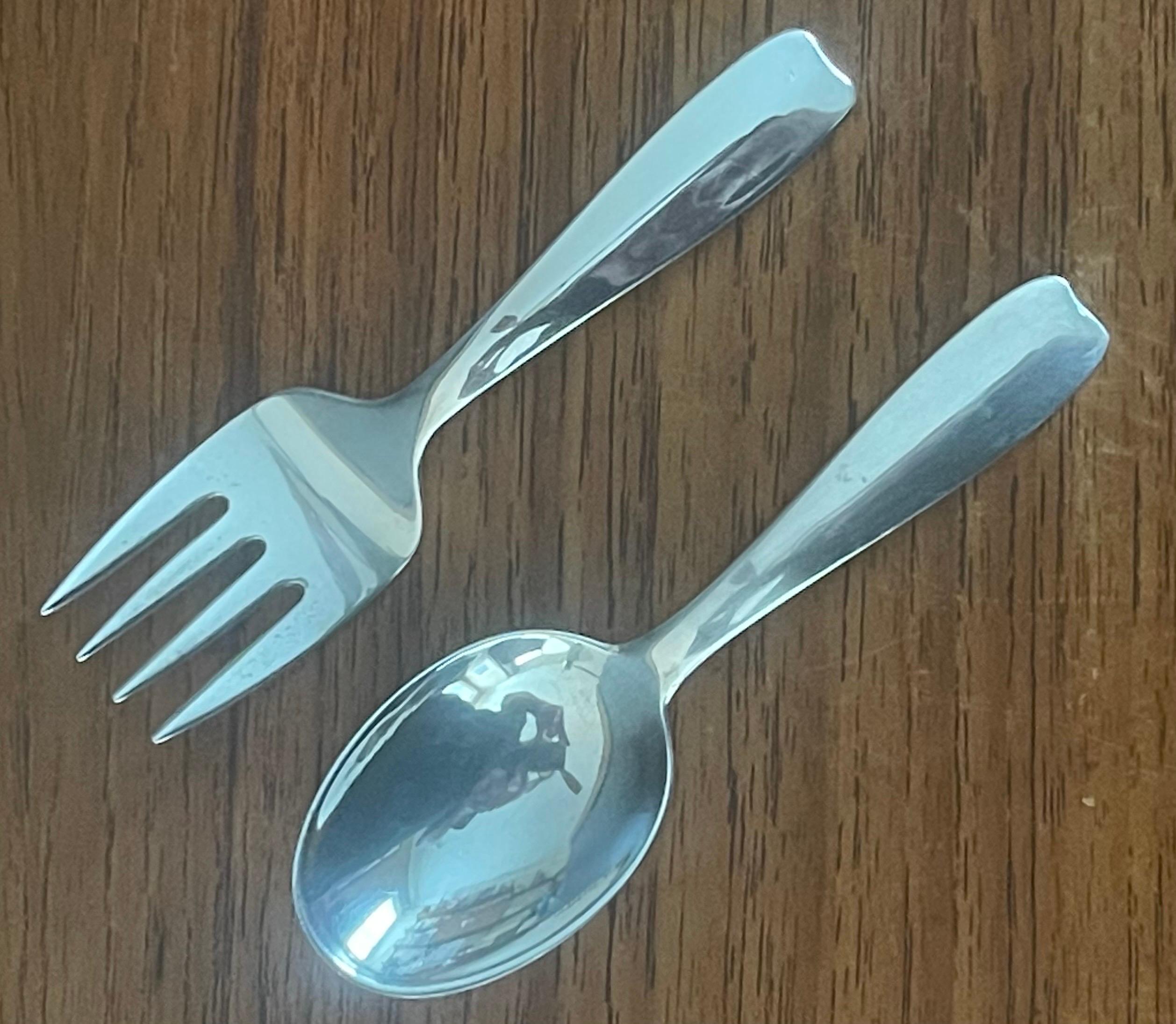 Sterling Silver Baby Flatware in Cordis Pattern by Tiffany & Co. In Good Condition In San Diego, CA