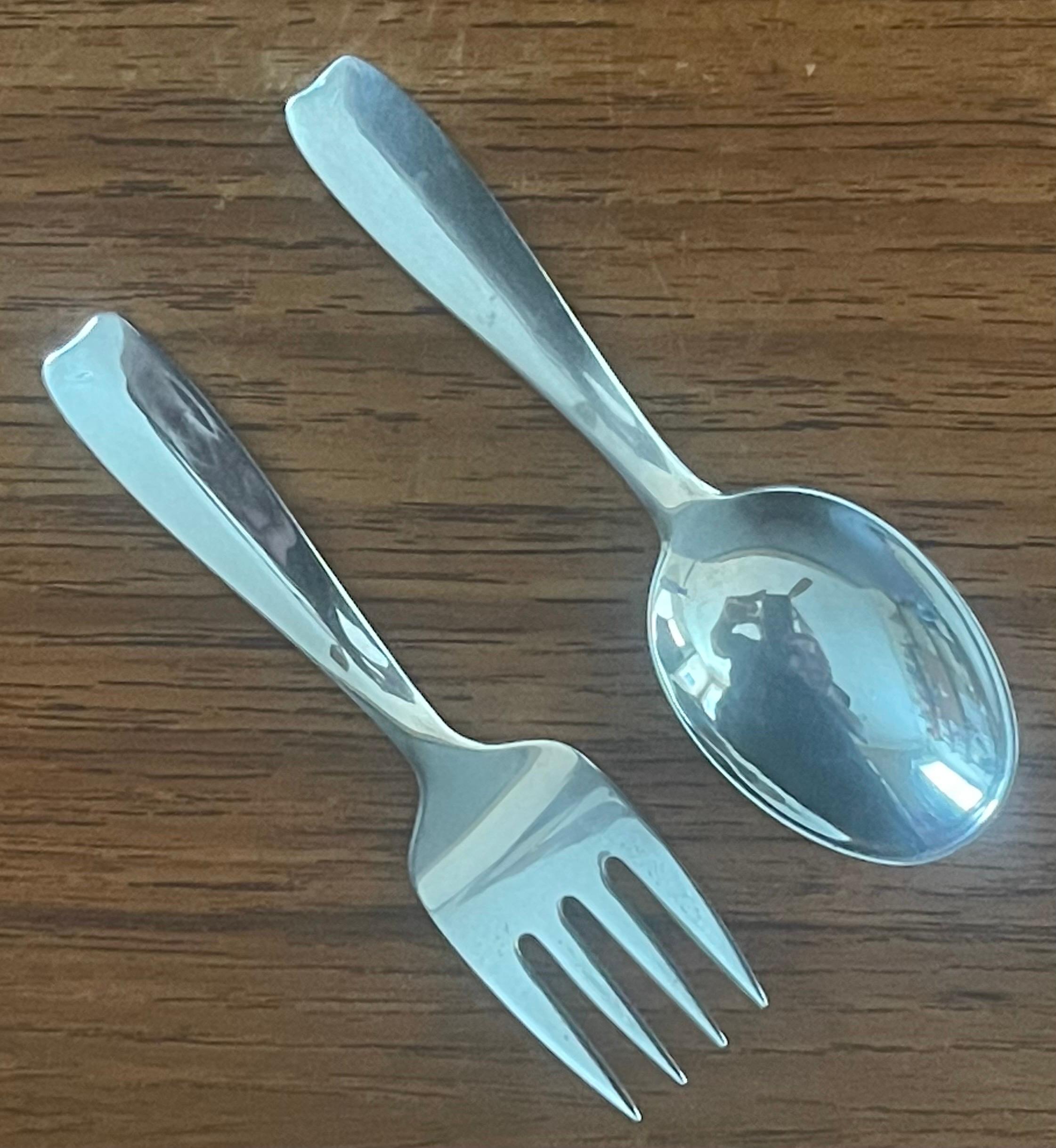 20th Century Sterling Silver Baby Flatware in Cordis Pattern by Tiffany & Co.
