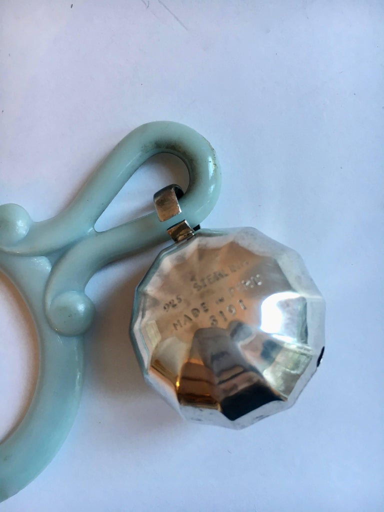 Sterling Silver Baby Rattle and Teething Ring For Sale at 1stDibs