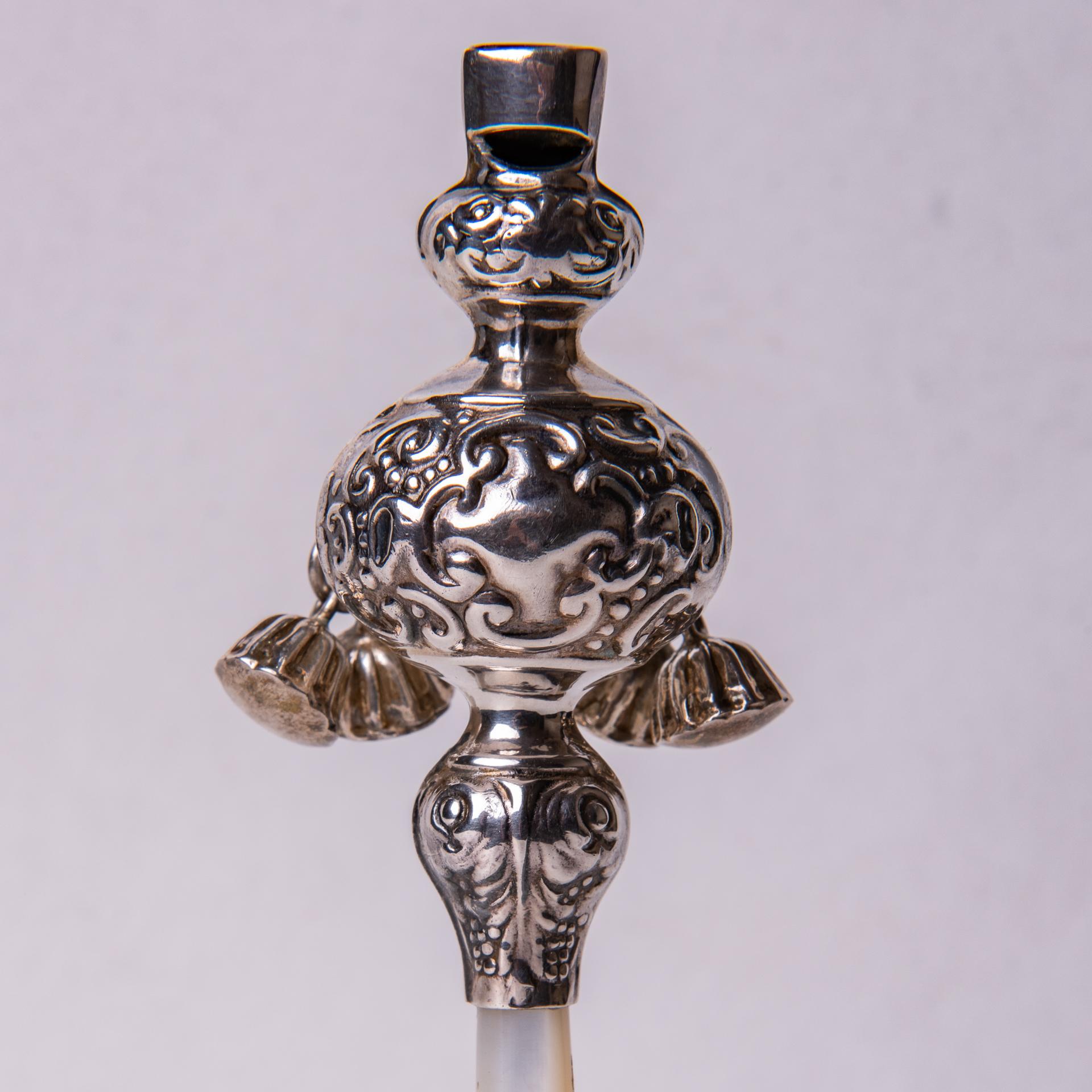 English Sterling Silver Baby Rattle For Sale