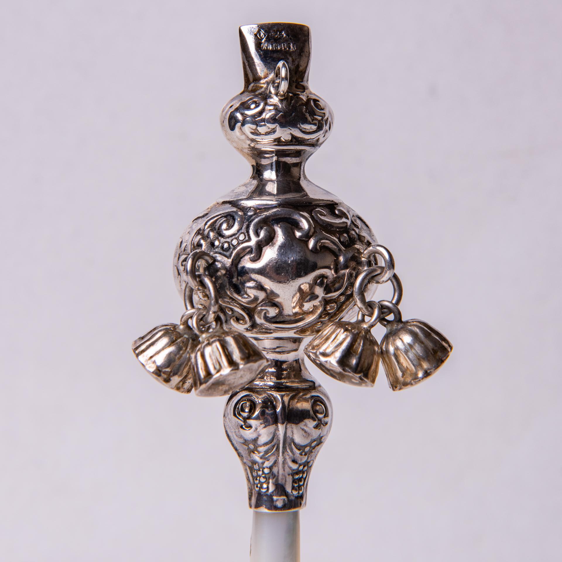 19th Century Sterling Silver Baby Rattle For Sale
