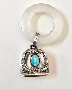 Sterling Silver Baby Rattle teething Ring in the Style of Hermes