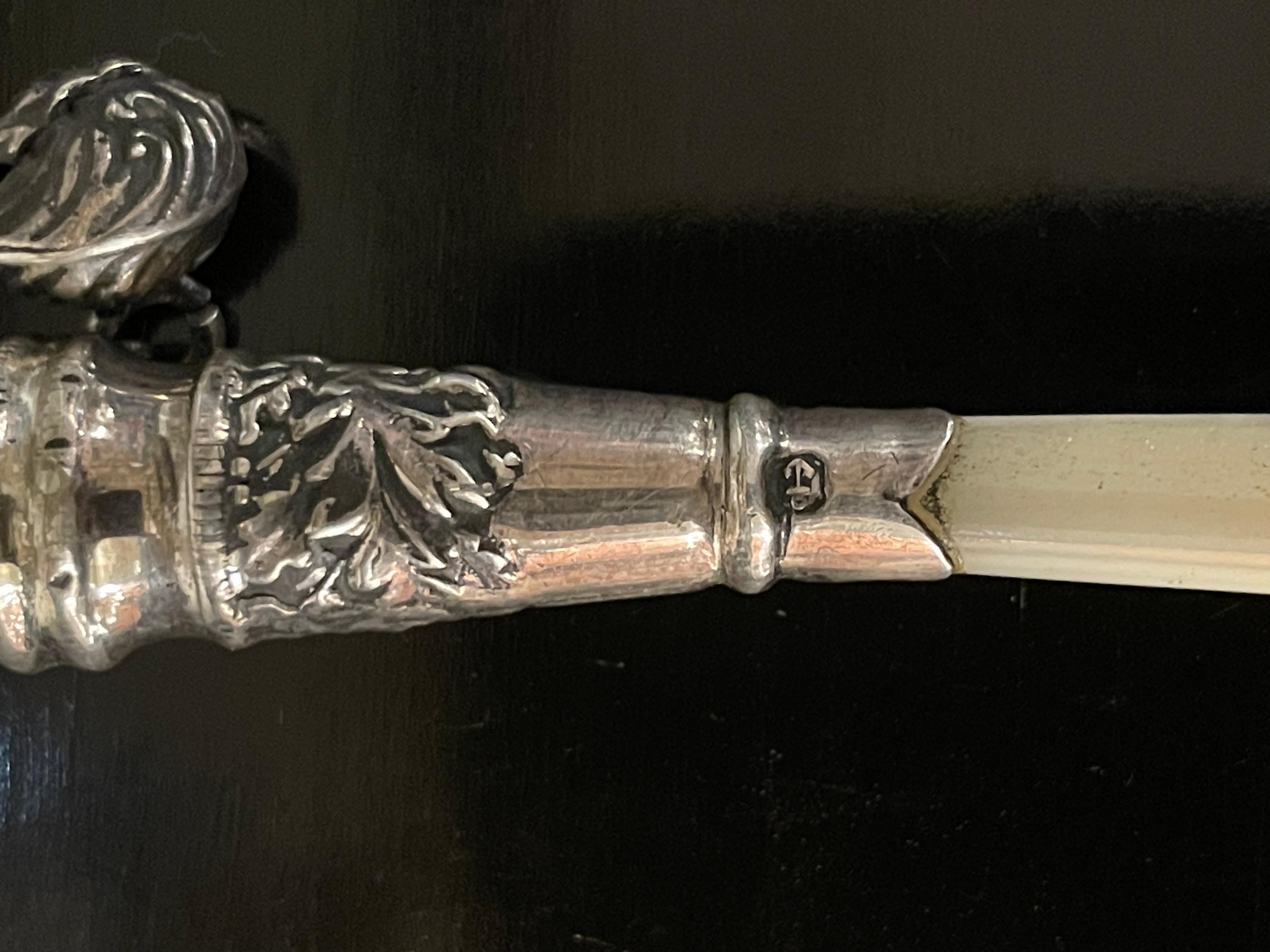 Sterling Silver Baby Rattle Whistle Mother of Pearl Handle Birmingham Circa 1894 In Good Condition In ARMADALE, VIC