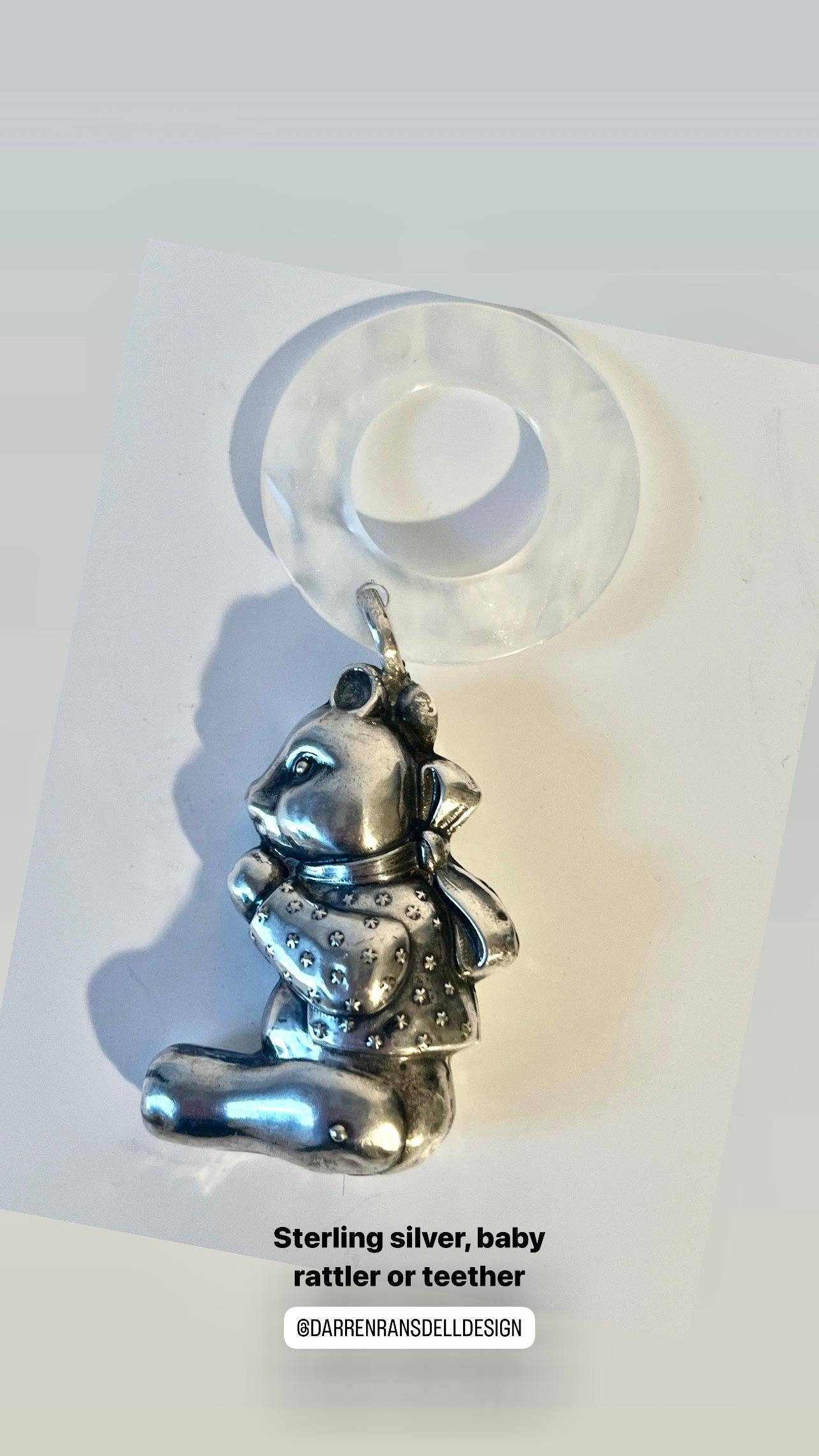 Mid-Century Modern Sterling Silver Baby Rattler Teether For Sale