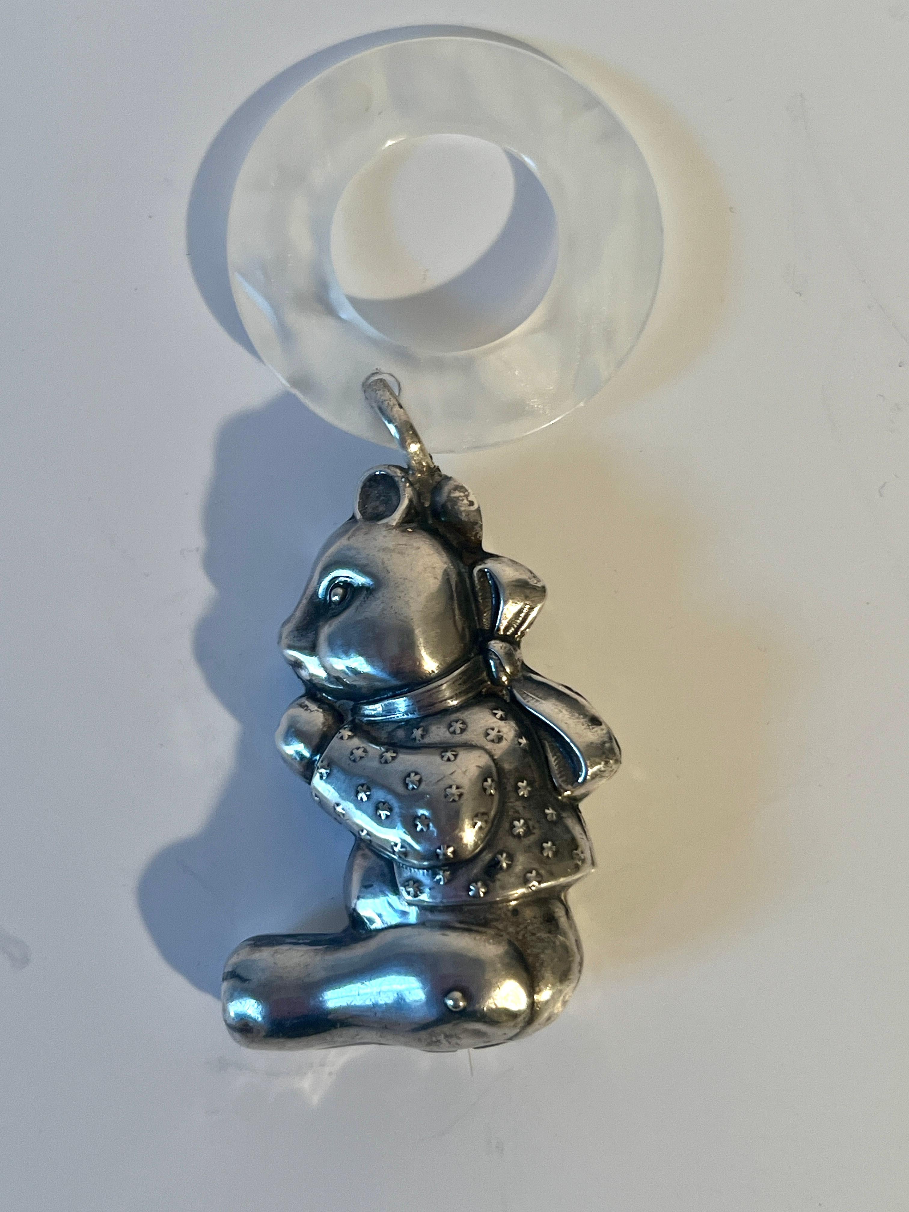 French Sterling Silver Baby Rattler Teether For Sale