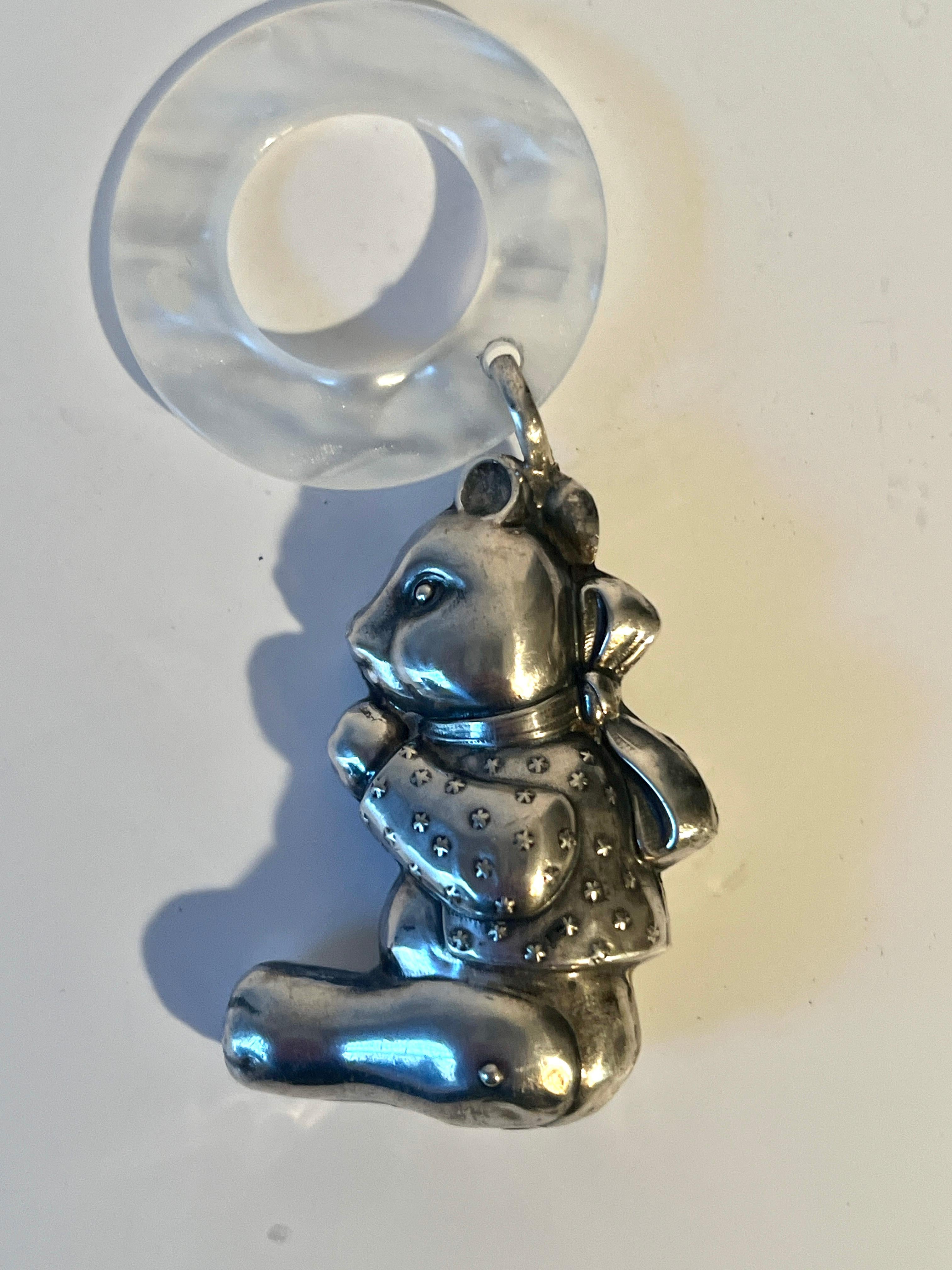 Hand-Crafted Sterling Silver Baby Rattler Teether For Sale