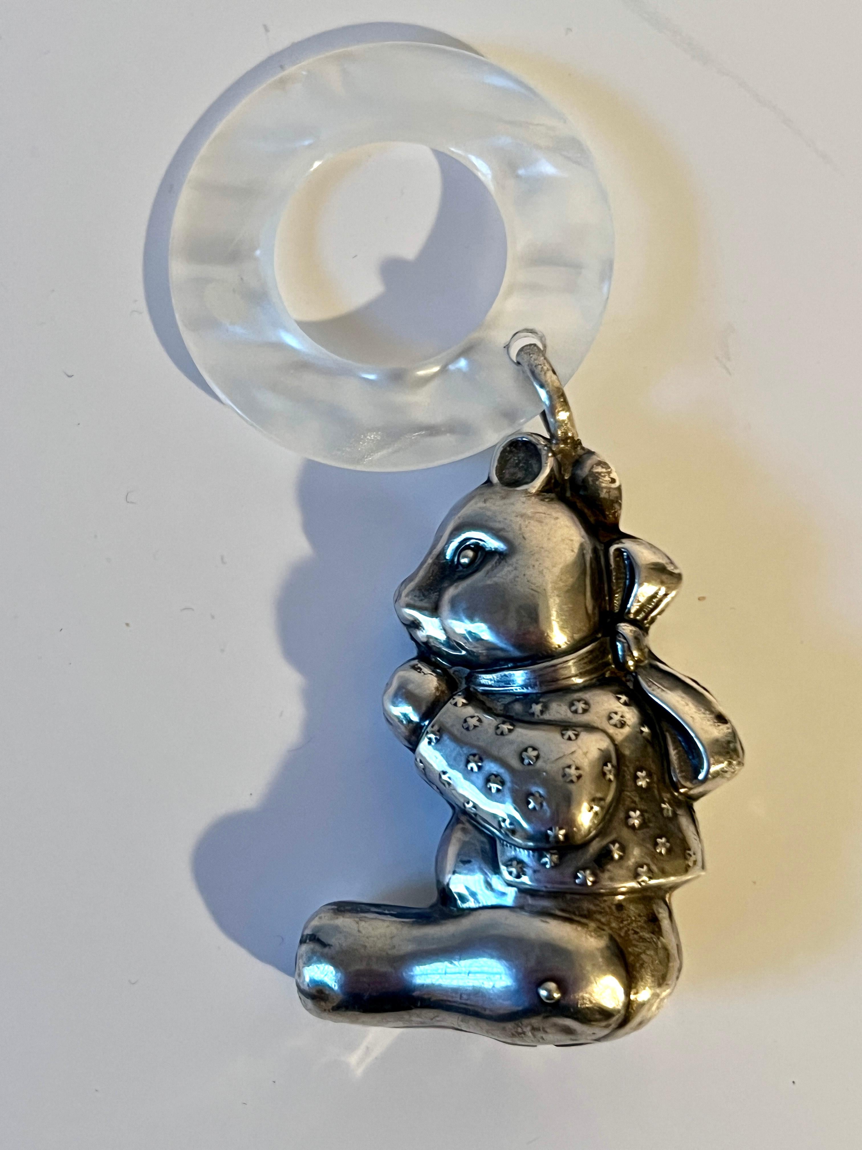 20th Century Sterling Silver Baby Rattler Teether For Sale