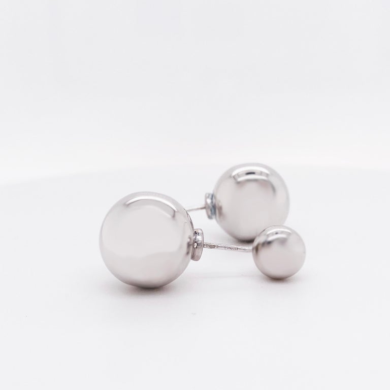 Sterling Silver Ball Reversible Earring Studs Front Back Studs For Sale