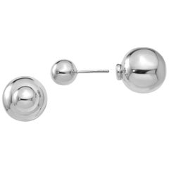 Sterling Silver Ball Reversible Earring Studs Front Back Studs