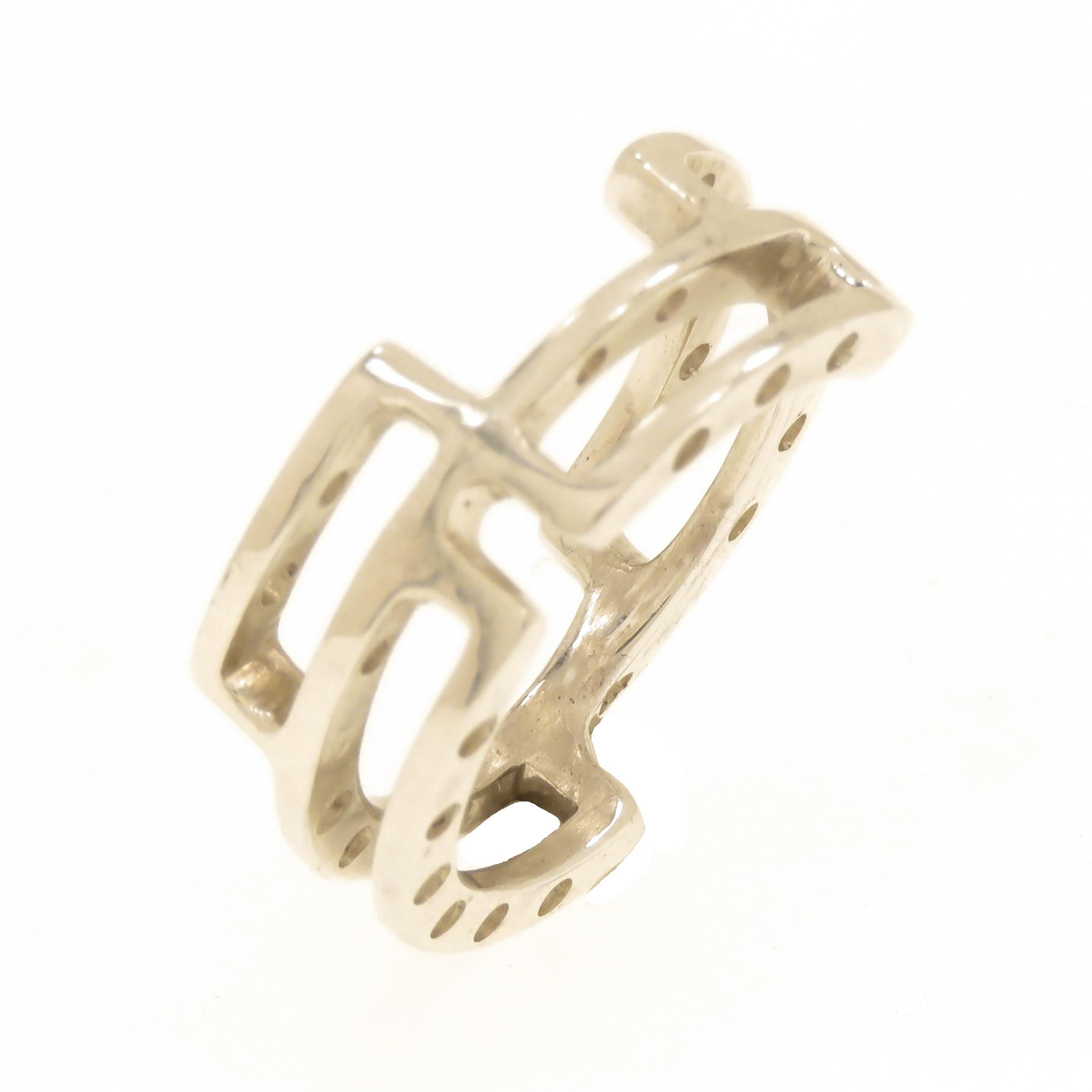 Women's Sterling Silver Band Ring Handcrafted in Italy For Sale