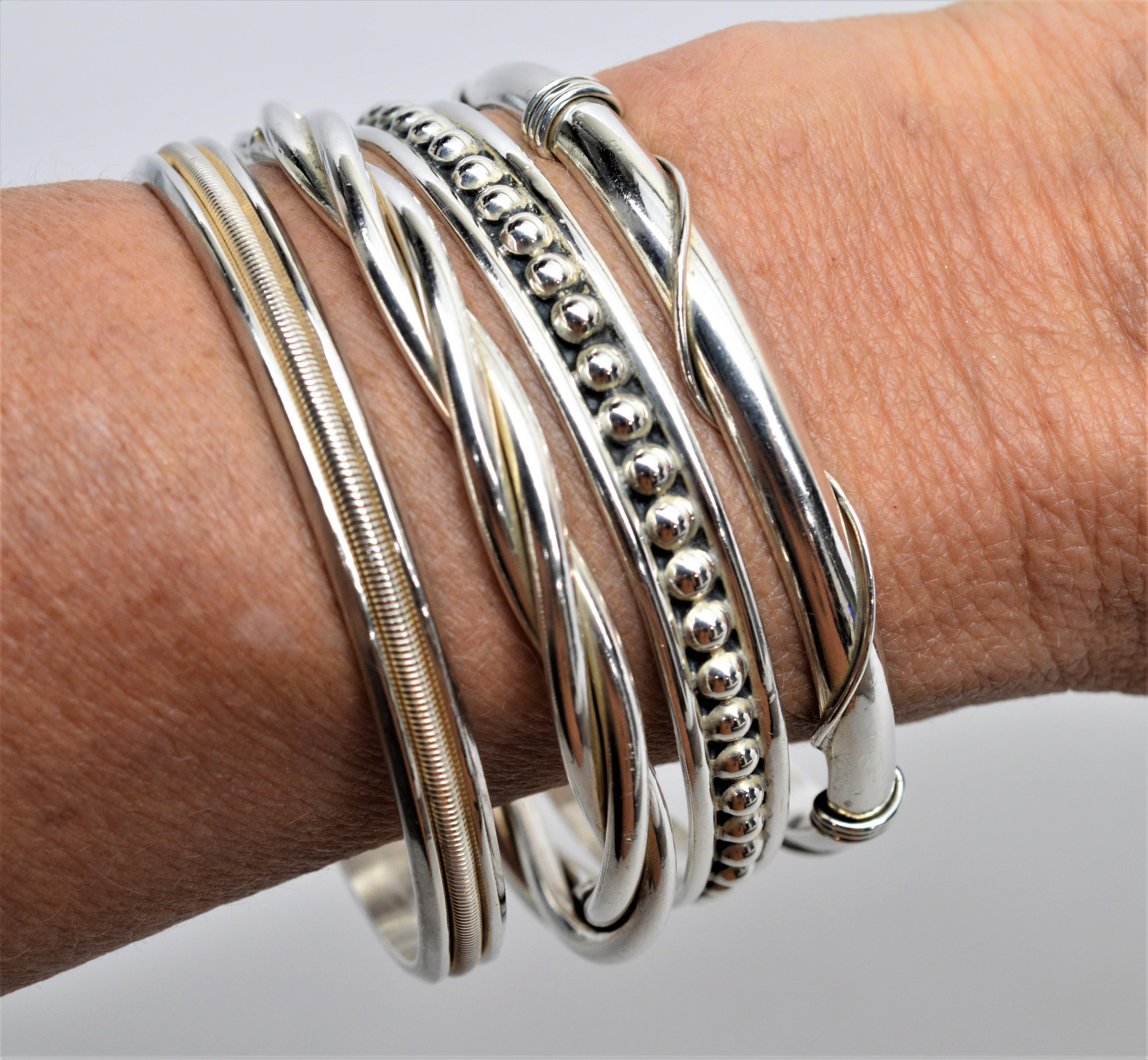 Women's Sterling Silver Bangle Bracelet Set