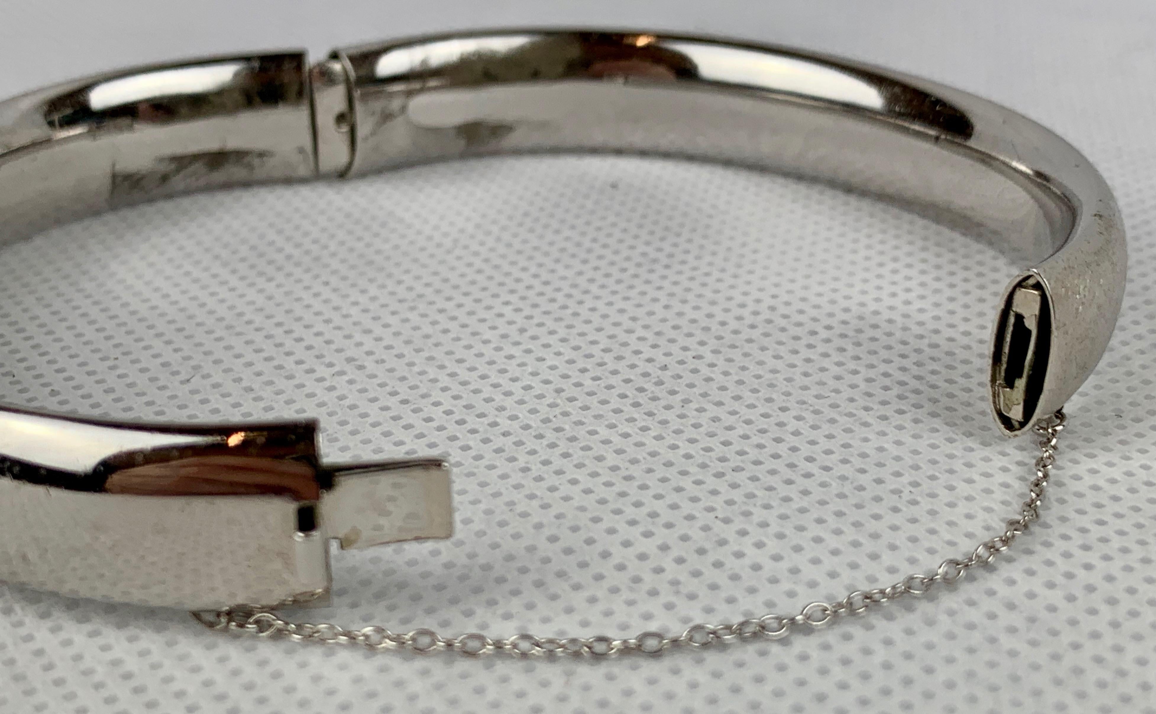 Vintage Sterling Silver Bangle Bracelet with a Florentine Finish In Good Condition In West Palm Beach, FL