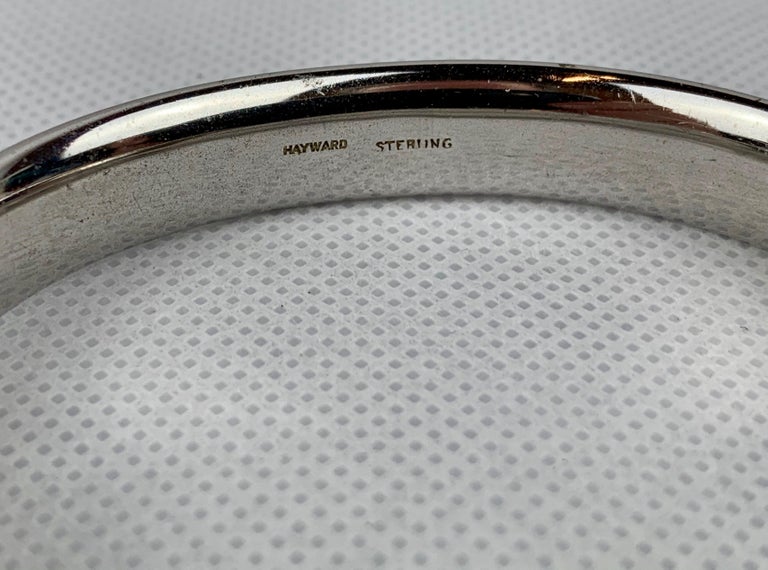 Vintage Sterling Silver Bangle Bracelet with a Florentine Finish at