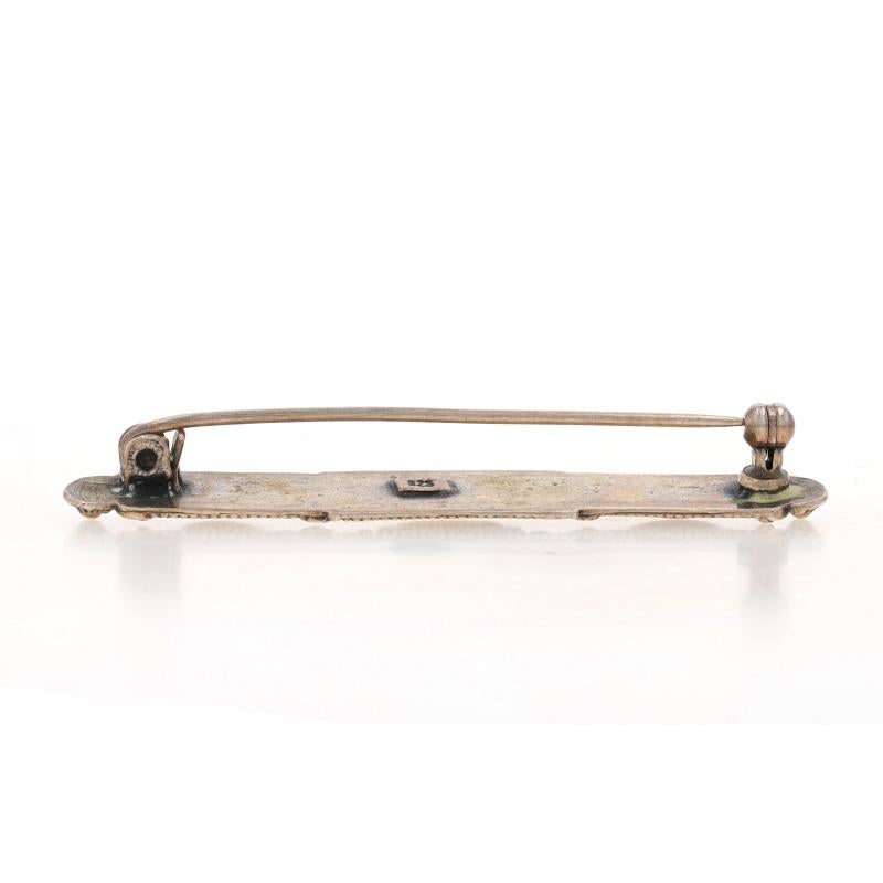 Sterling Silver Bar Brooch - 925 Rope Milgrain Pin In Excellent Condition For Sale In Greensboro, NC