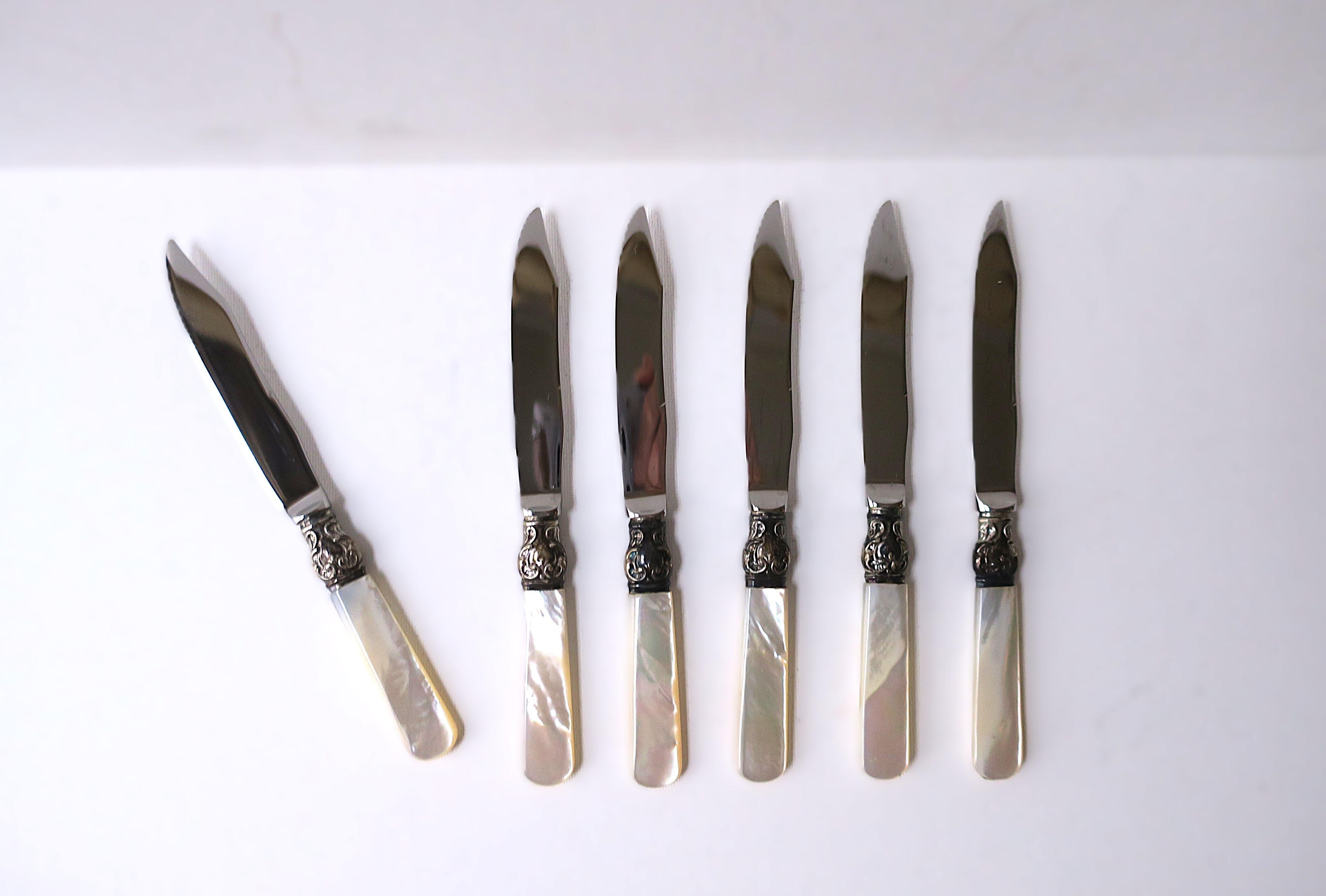Cuchillos de plata de ley para frutas o aperitivos, juego de 6 Estadounidense en venta