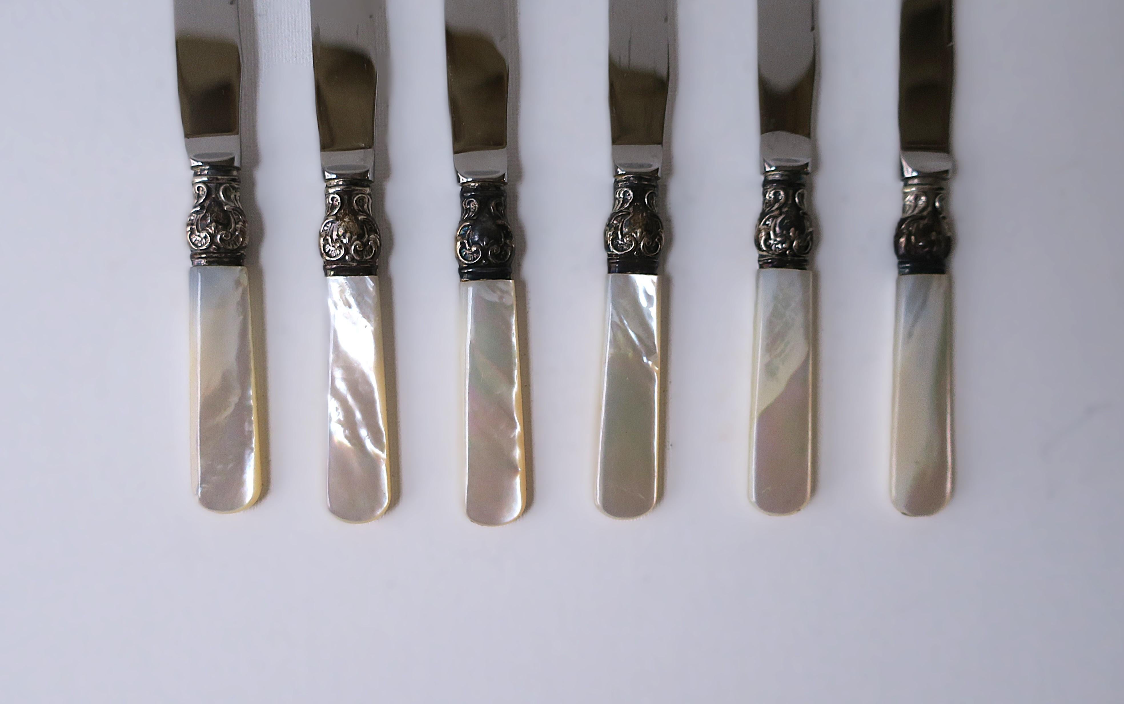 Cuchillos de plata de ley para frutas o aperitivos, juego de 6 siglo XX en venta
