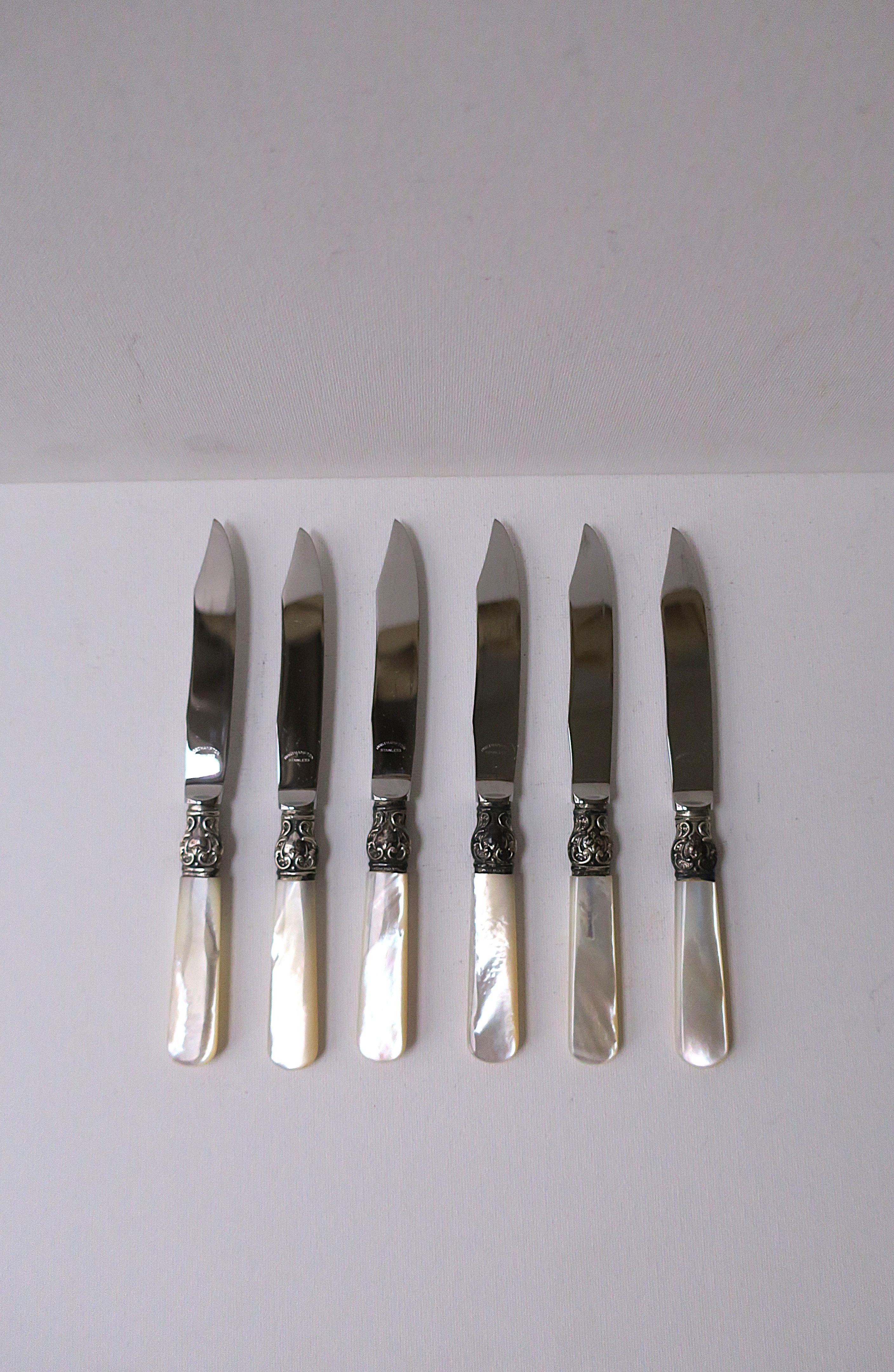 Cuchillos de plata de ley para frutas o aperitivos, juego de 6 en venta 1