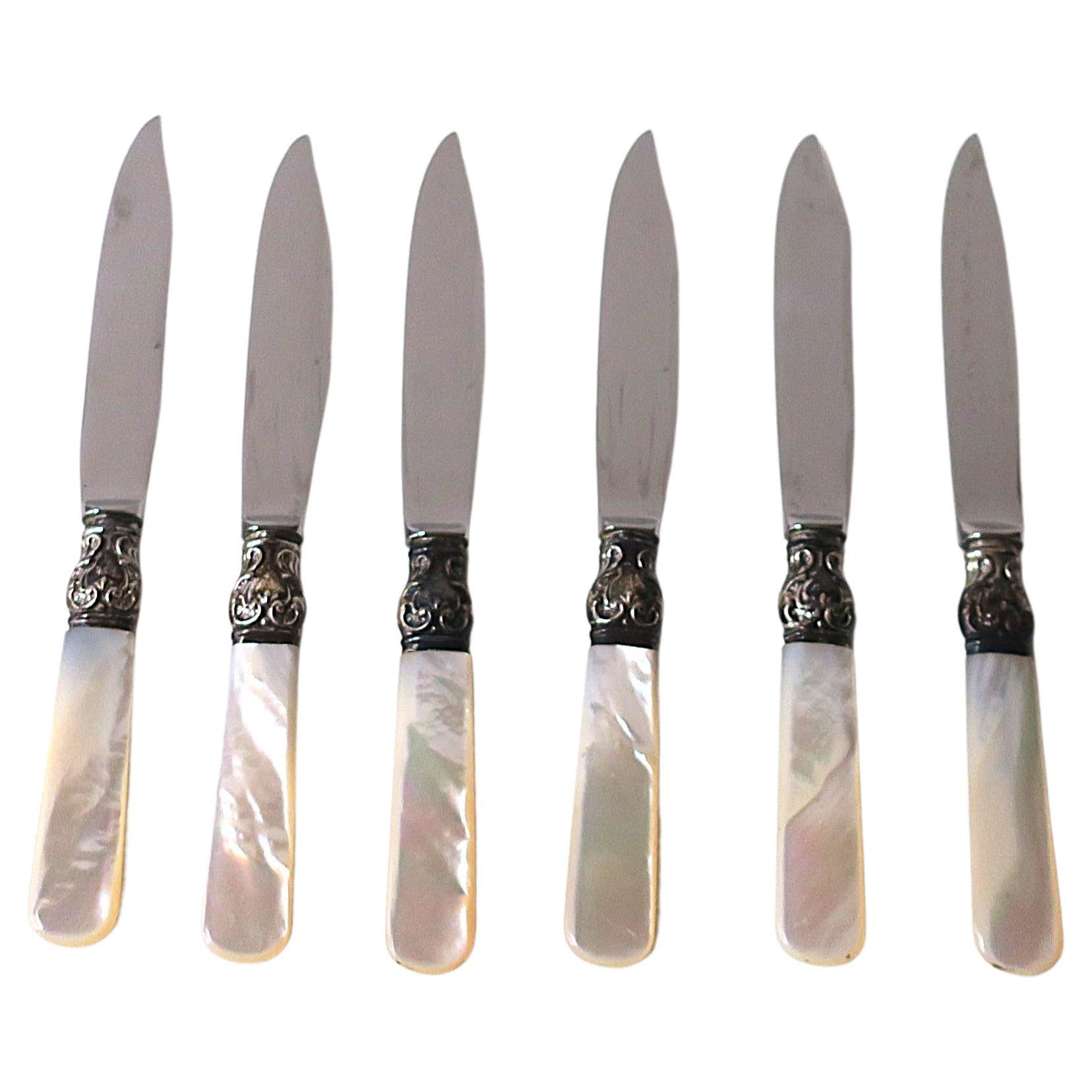 Cuchillos de plata de ley para frutas o aperitivos, juego de 6 en venta